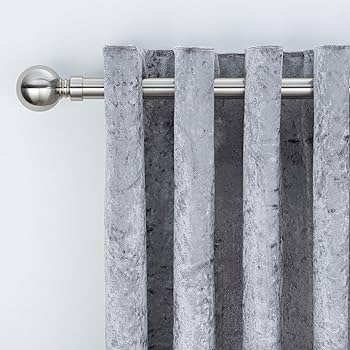 Plain Metal Ball Extendable Curtain Pole. Includes Pair Of Superior 60mm Size Finials, Rings, Brackets & Fittings Set. (Chrome, 70cm - 120cm, 28 On