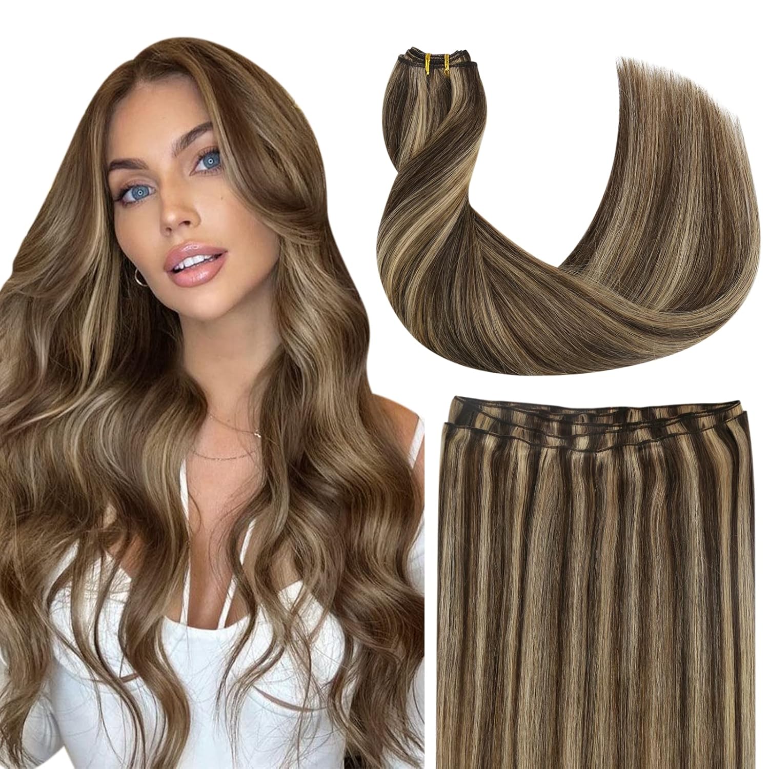 Ugeat 22inch Sew in Hair Extensions Weft Human Hair