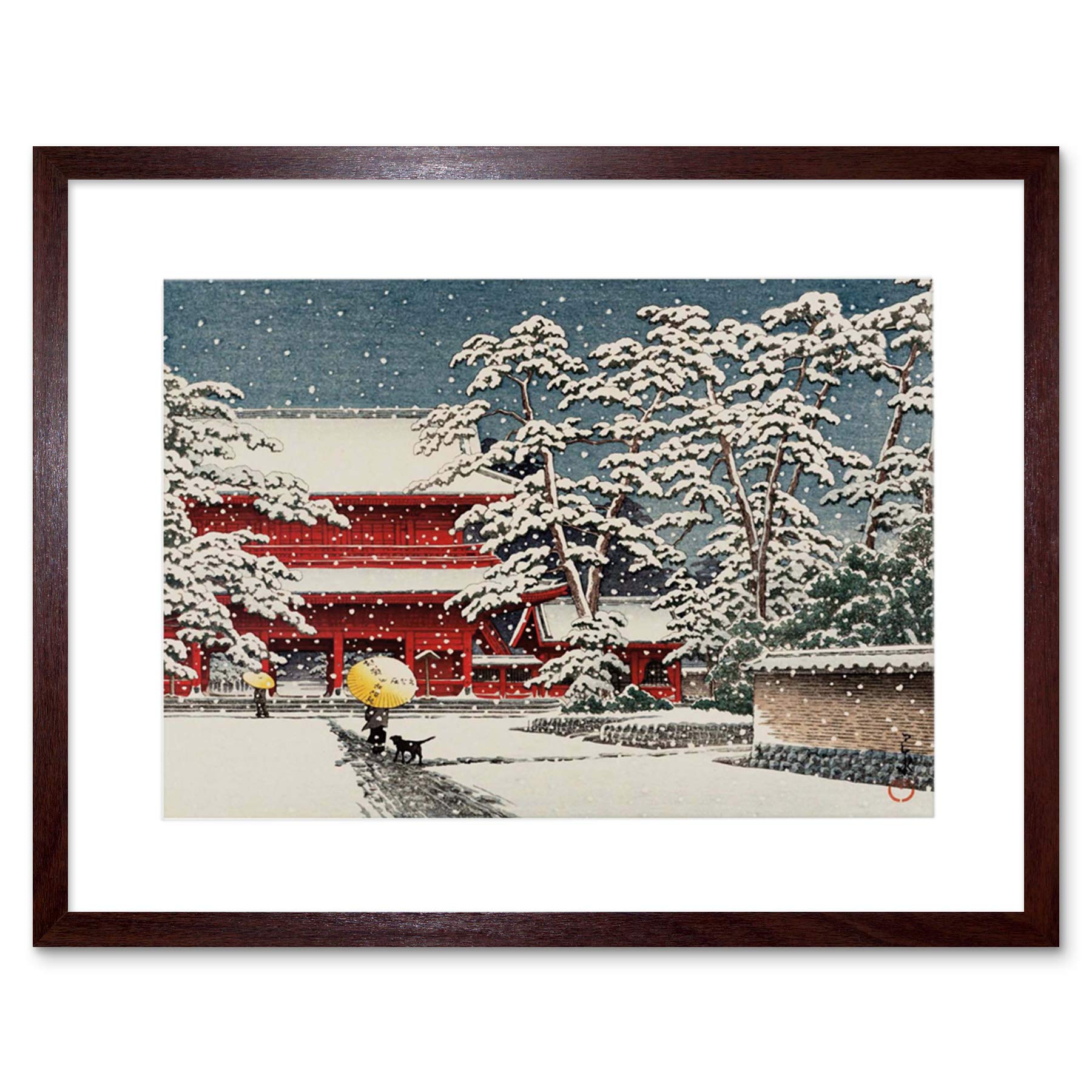 Wee Blue Coo Painting Temple Kawase Hasui Snow Japan Framed Wall Art Print