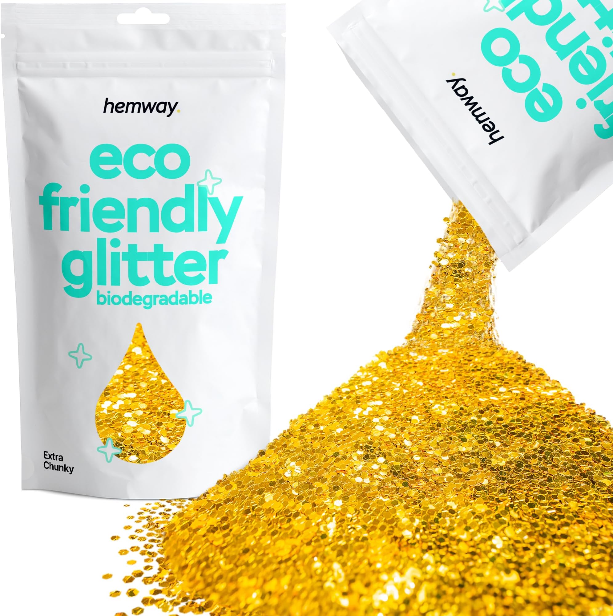 Eco Friendly Biodegradable Glitter 100g / 3.5oz Bio Sparkle Vegan for Festival, Art, Craft - Extra Chunky (1/24" 0.040" 1mm) - Gold