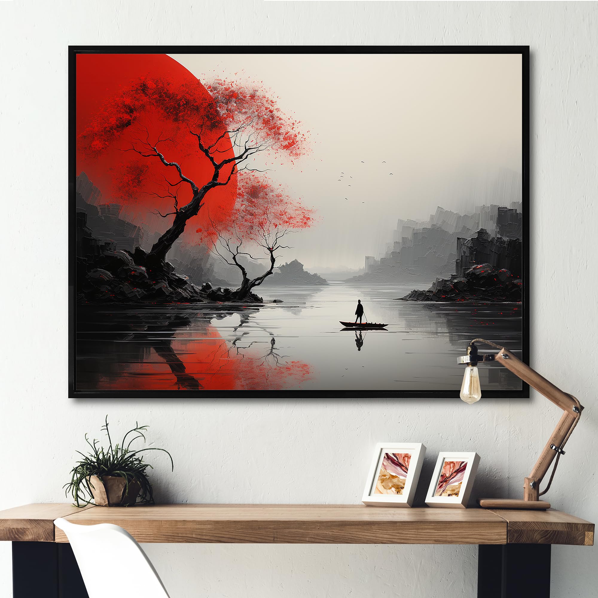 和風シルエットアート 赤フレーム Amazon.com: Red black framed wall art, Japan framed wall Art