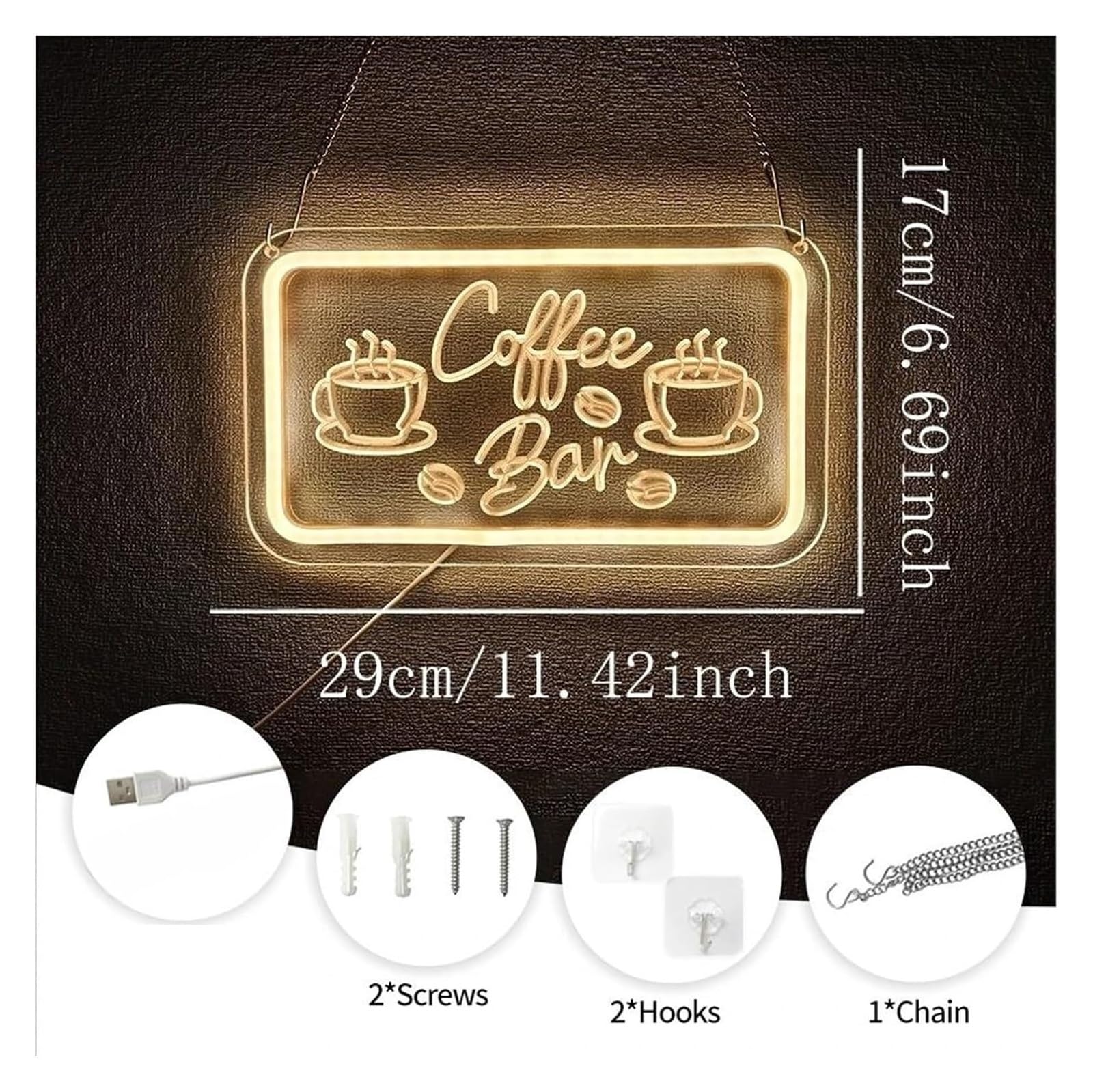 insegna luminosa al neon Lampada da tavolo a LED al neon per bar, ristoranti, negozi, angoli cucina, studio musicale 9cmx17cm