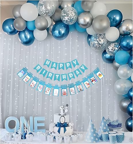 SpecialYou.in Decoración de primer cumpleaños con telón de fondo de red, suministros de fiesta para niños con pancarta de cumpleaños con foto