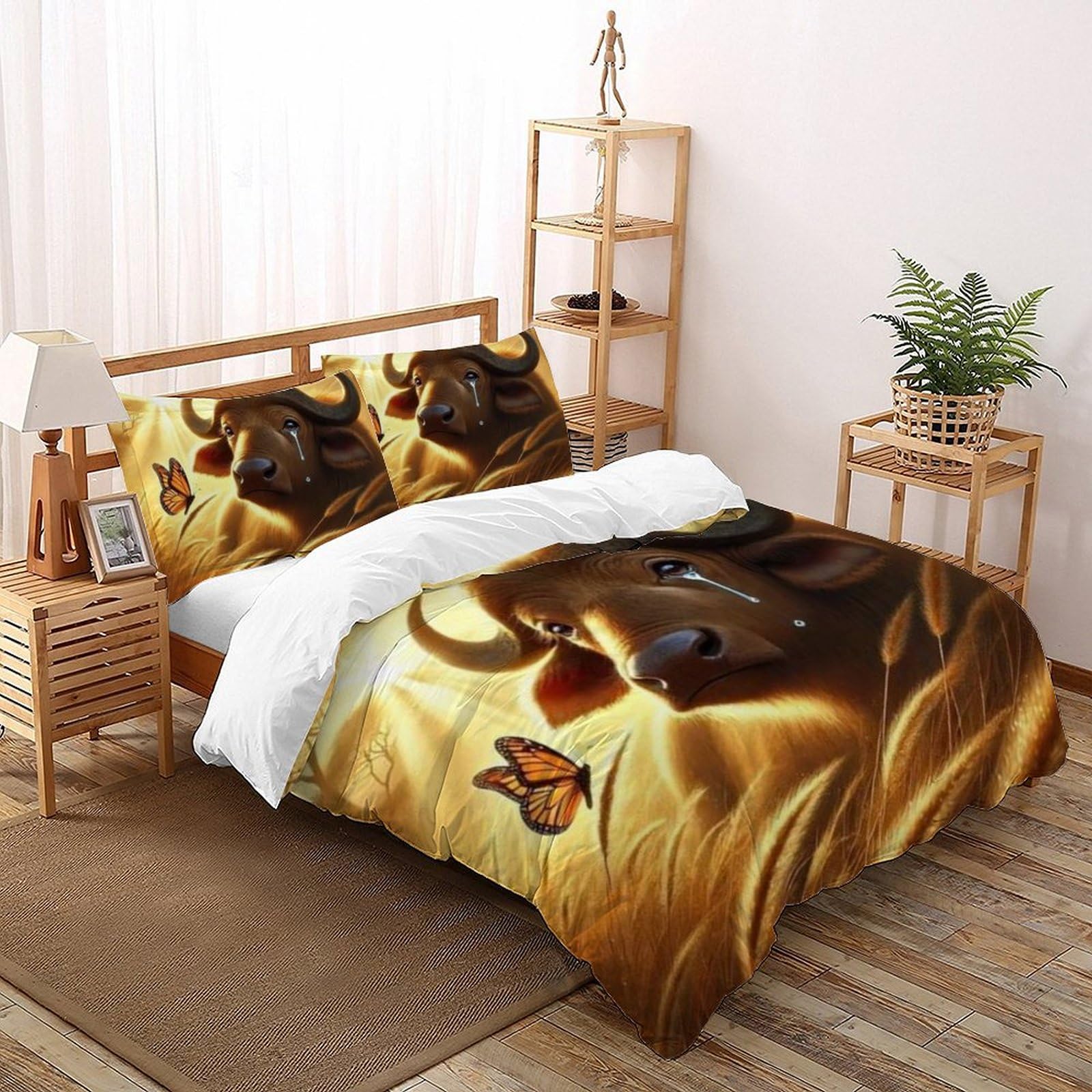Housse de couette Super King 260x220cm Animaux en microfibre imprimé 3D Buffalo