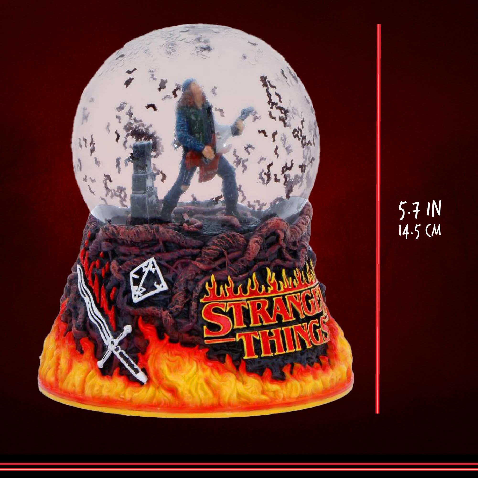 Nemesis Now Stranger Things Eddie's Sacrifice Boule à neige – Sous licence officielle Eddie Munson scène de guitare Hellfire Club Collectible, 14,5 cm