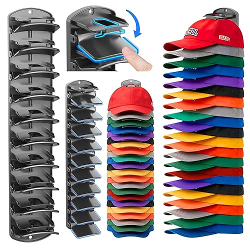 Double Capacity Hat Organizer for Baseball Caps 2 Packs -