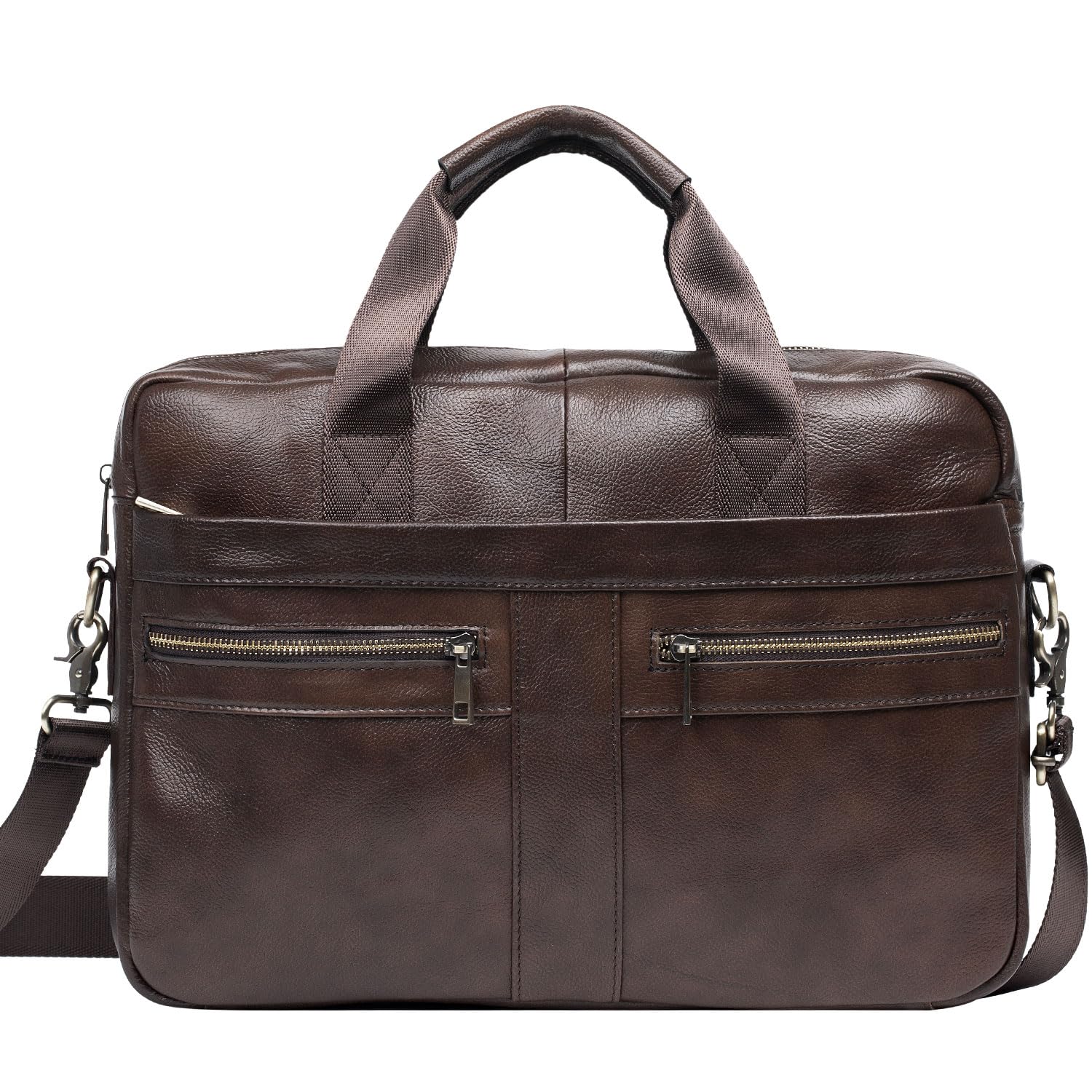 Skórzana teczka 15-calowa torba na laptopa, listonoszka na ramię, torba robocza, torebka crossbody, torebka na podróż służbową, prezent świąteczny dla mężczyzn, ojca, męża (CFZ-brązowa), Brązowy