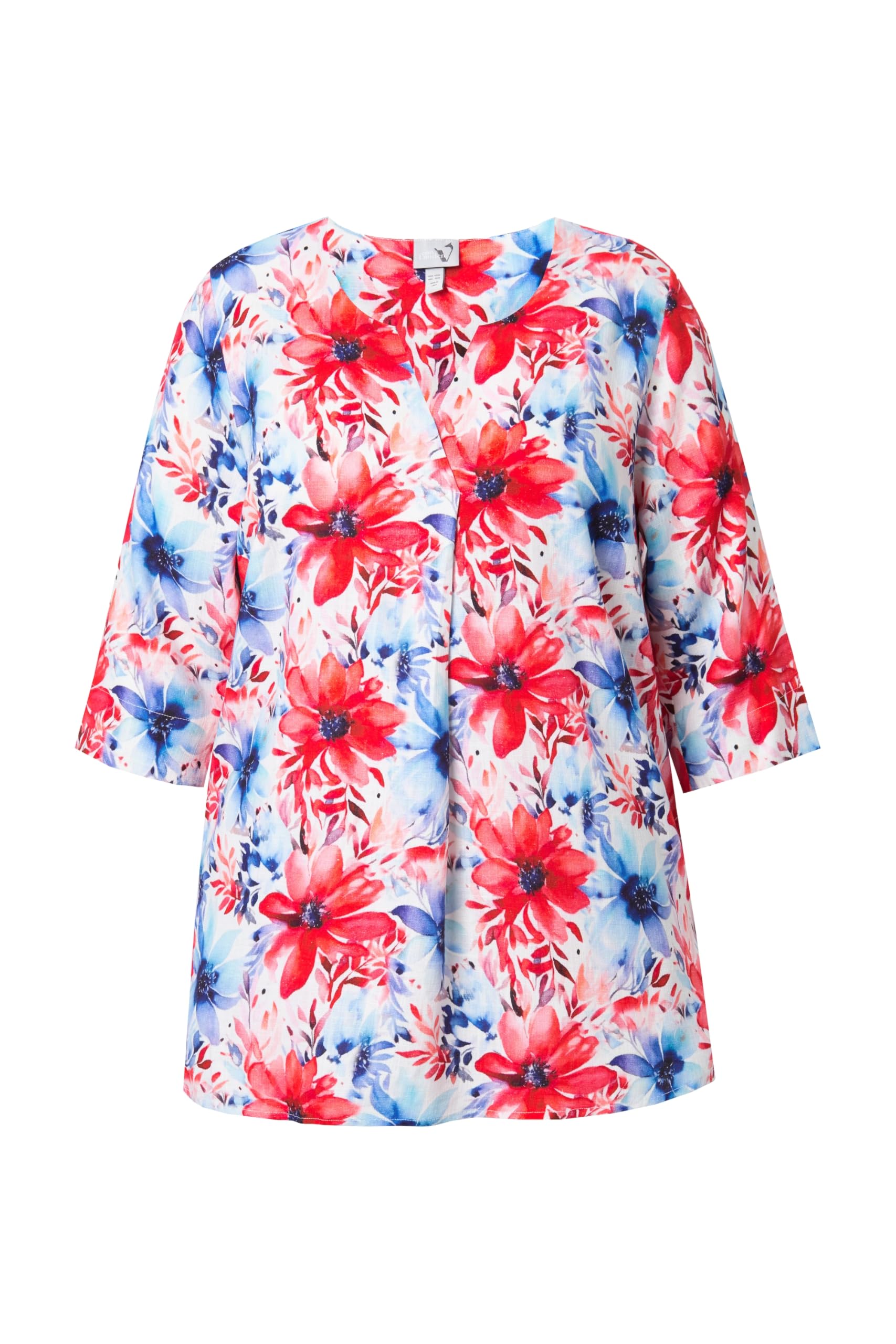 Ulla Popken Leinenmix-Bluse, A-Linie, Tunika-Ausschnitt, 3/4-arm Túnica Mujer