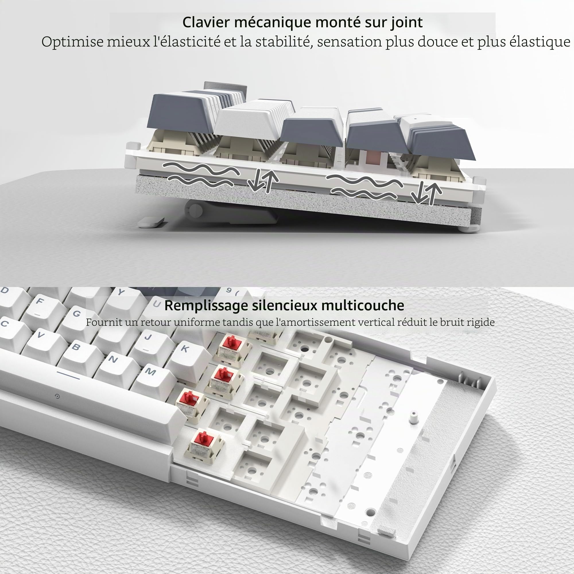 Womier Clavier de Jeu mécanique à 60% avec remplaçable à Chaud, Filaire, commutateurs linéaires Pom, LED crémeux, Touches PBT pour Mac/Win, Blanc