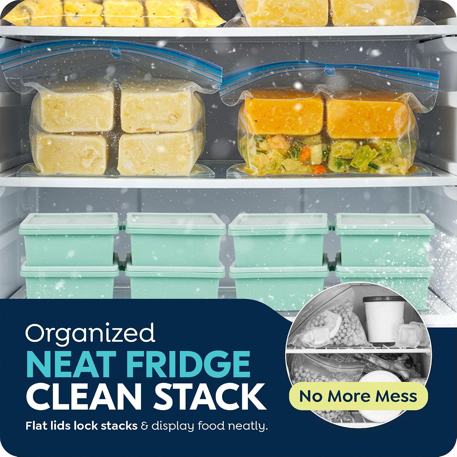 2 Cup Silicone Freezer Molds with Lids, 4 Pack Freezer Trays
