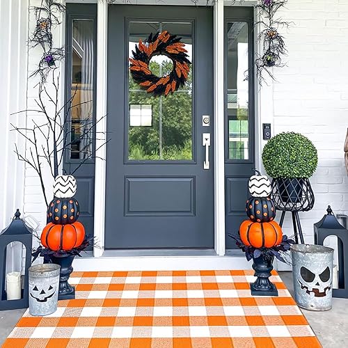 Miniatura 2 de Alfombras, cuadros escoceses, de área, 3 pies x 5 pies, interiores y exteriores, de capas, para recibir y bienvenida, algodón lavable, decoración de