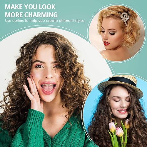 Miniatura 7 de Syhood 24 rodillos para el cabello, rodillos de plástico de tamaño pequeño con peine de acero para herramientas de peluquería cortas y largas (0.98