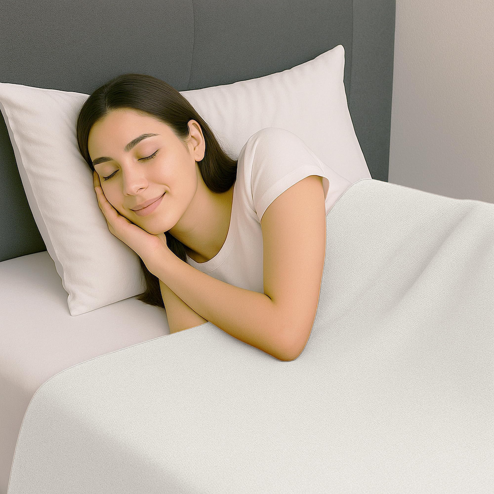 Byour3 - Colcha De Algodón ORGANICO Mixto Cama 90 135 180 Manta Pesada Cubrierta Tela Decorativa Multiusos Cubra Todo por Colchón Francés Cubrecama Lavable Funda De Sofá (Blanco Nieve, Cama 180)