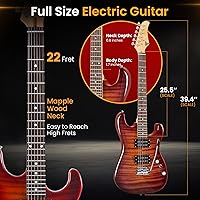Vista 3 de Pyle Electric Guitar Kit with Amp, Full Size Instrument with Humbucker Pickups, Guitarra Electrica Amplifier and Beginner Bundle Accessories, 39