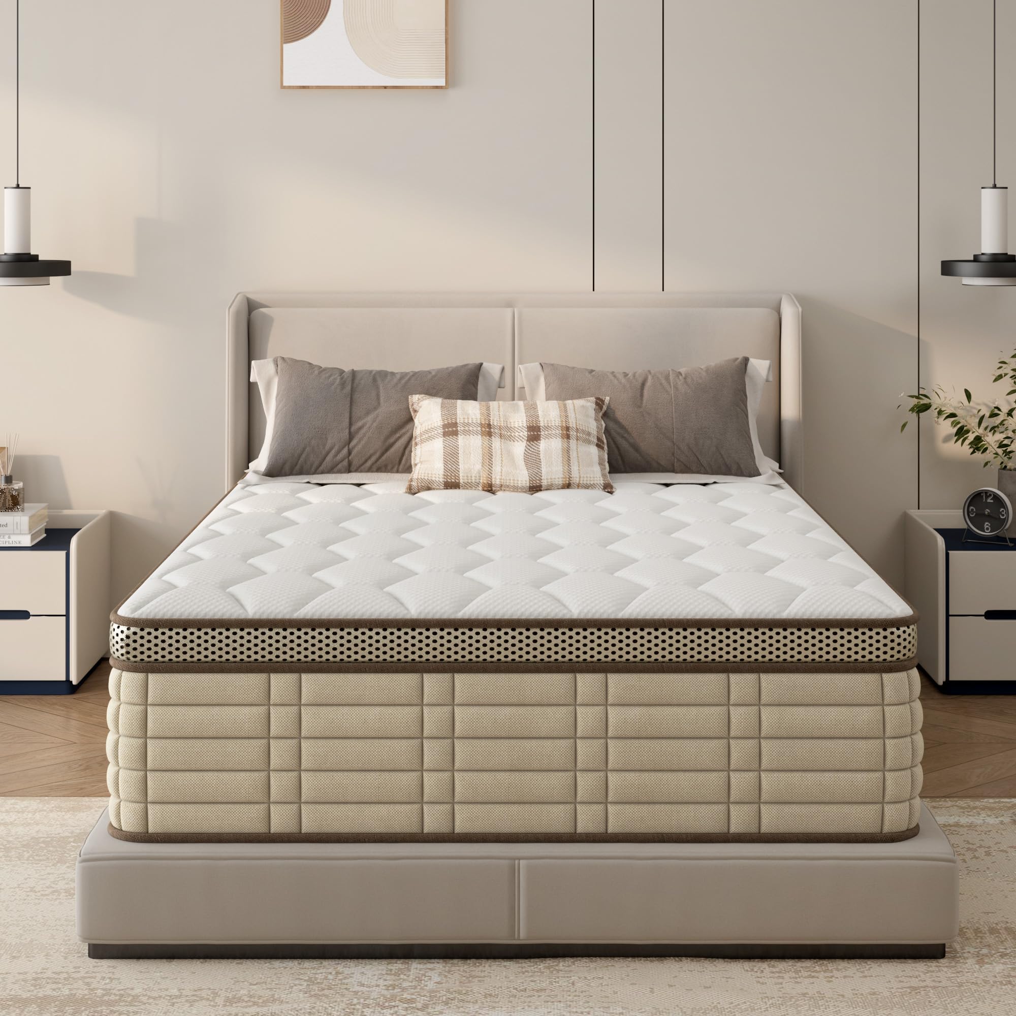 SogesSleep Full Size Mattress, 10 Inch Hybrid Mattress in a Box with Memory Foam, Ergonomic Design Cooling Mattress for Pressure Relief, Strong Edge