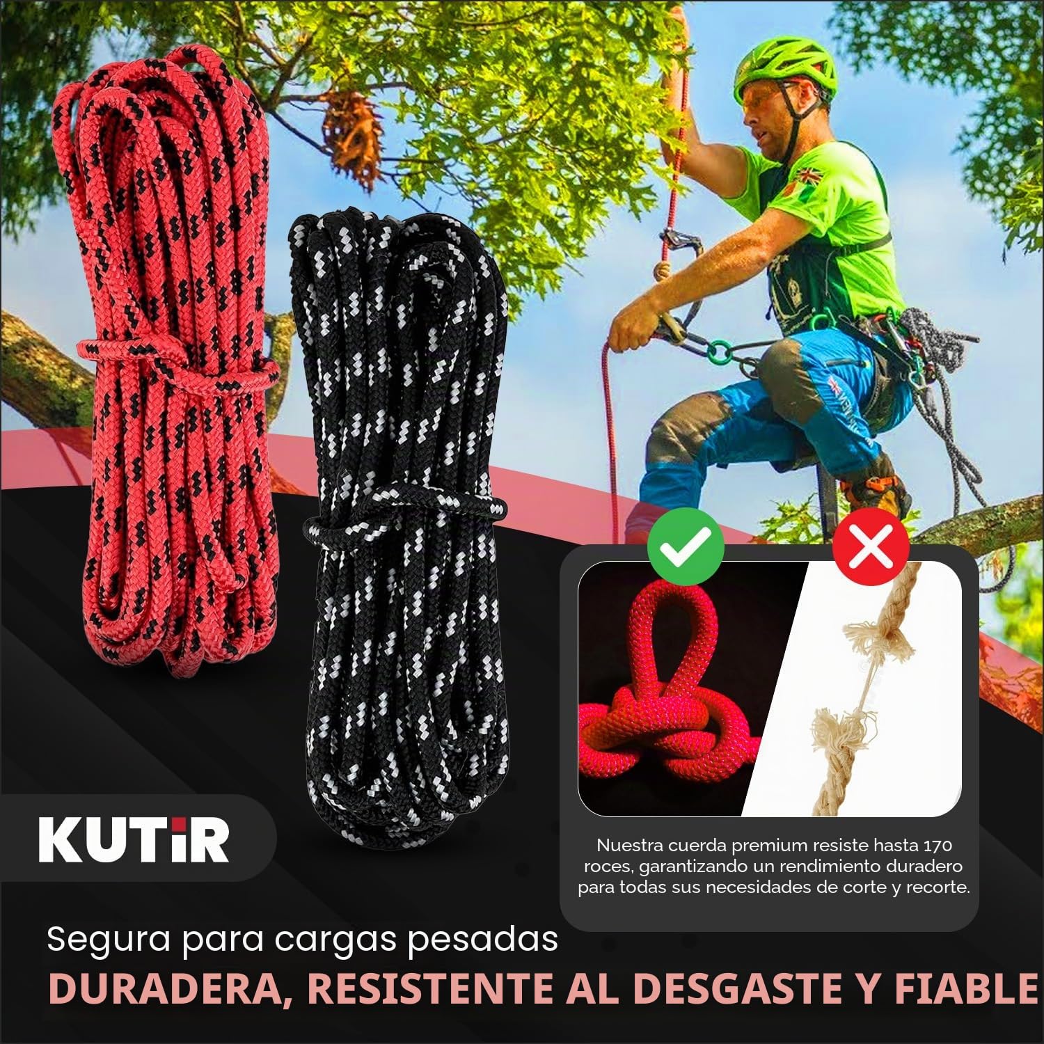 Sierra de cuerda para ramas altas de 55 pulgadas – Sierra de cadena de cuerda 360 para corte manual de ramas de árbol – Sierra de mano afilada con hojas de doble filo – Sierra de bolsillo rápida y