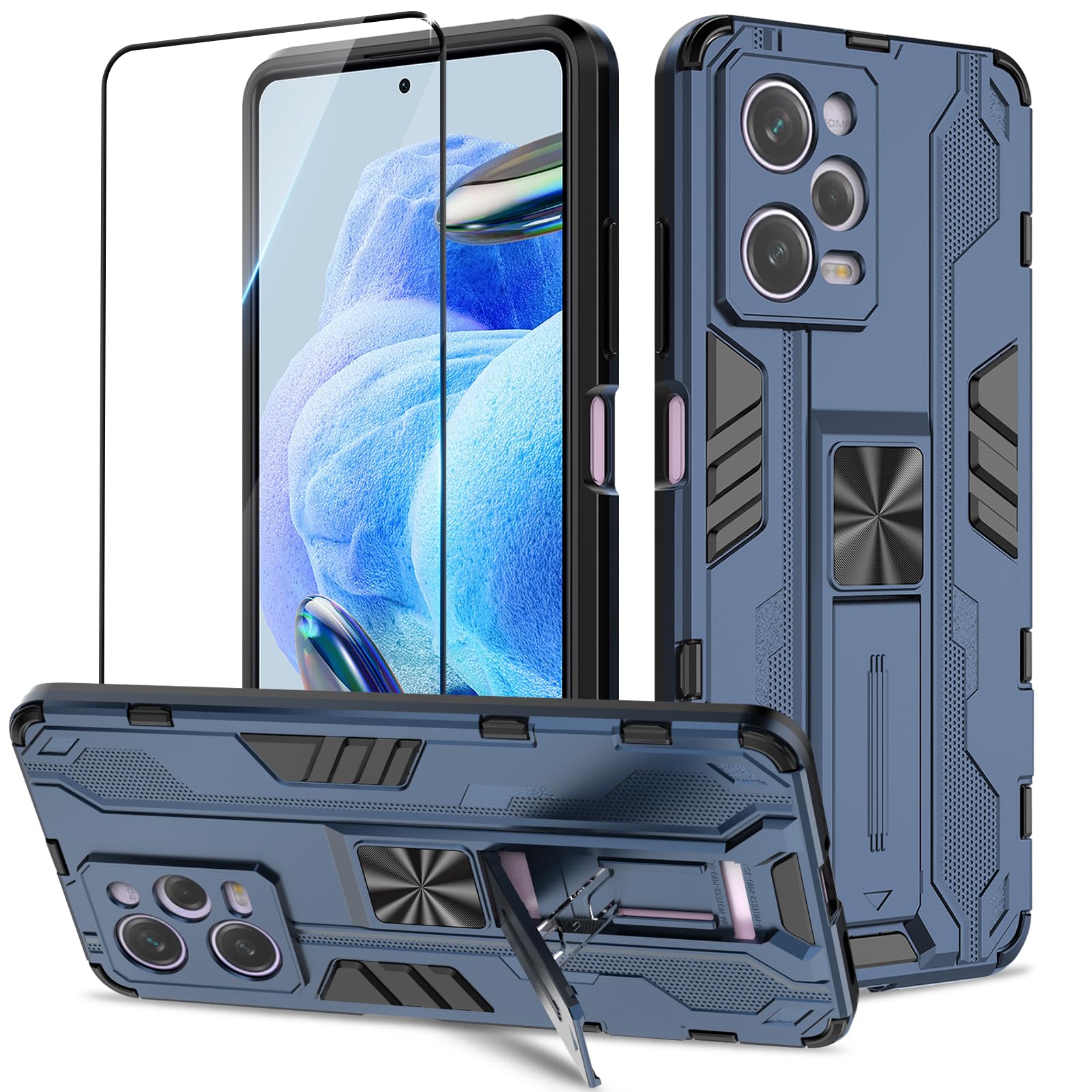 Funda para Samsung Galaxy A13 4G con Cristal Templado Protector Pantalla, Carcasa Antigolpes con Soporte anular metálico, Case Protectora de Grado Militar, Negro — view 242