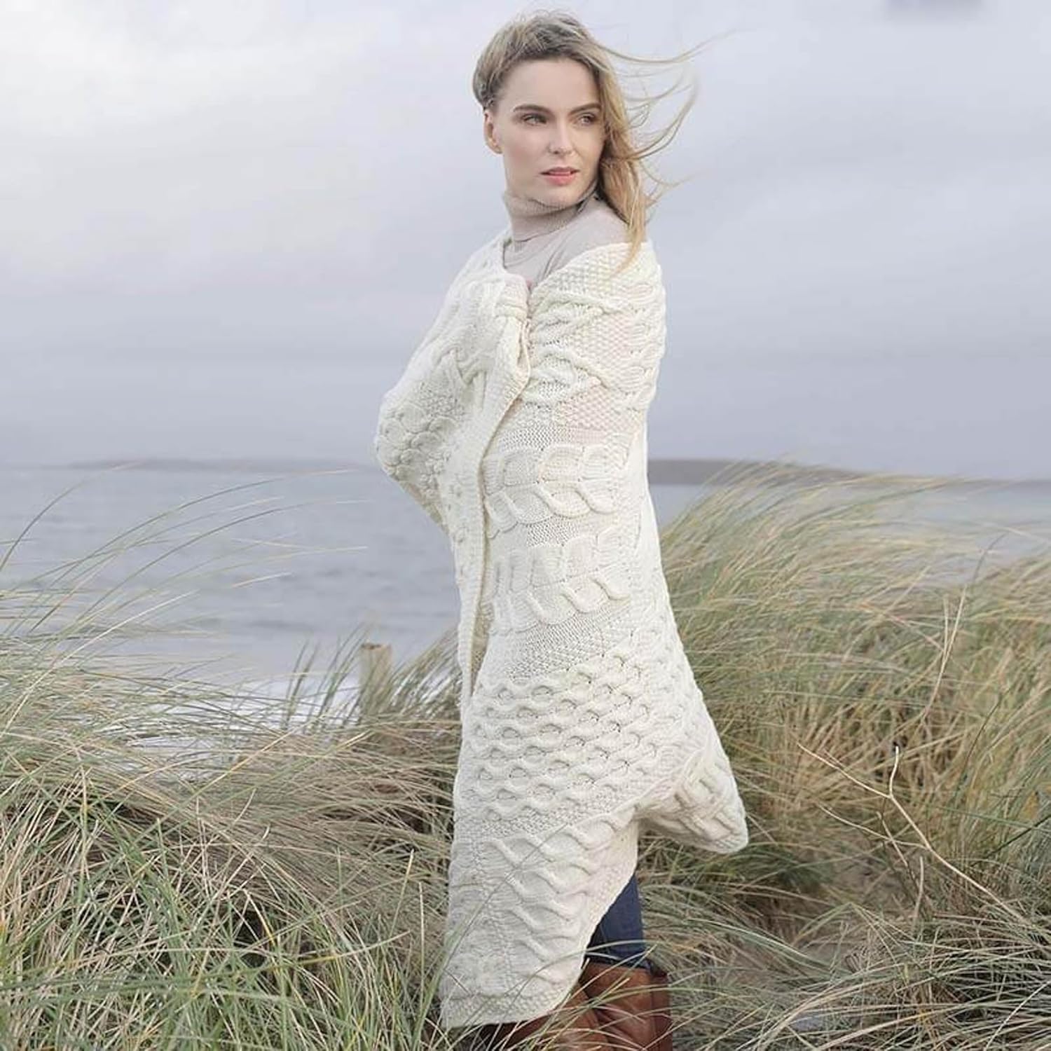 SAOL Patchwork Super Soft Merino Wool Knit Throw/Blanket 42" x 64"