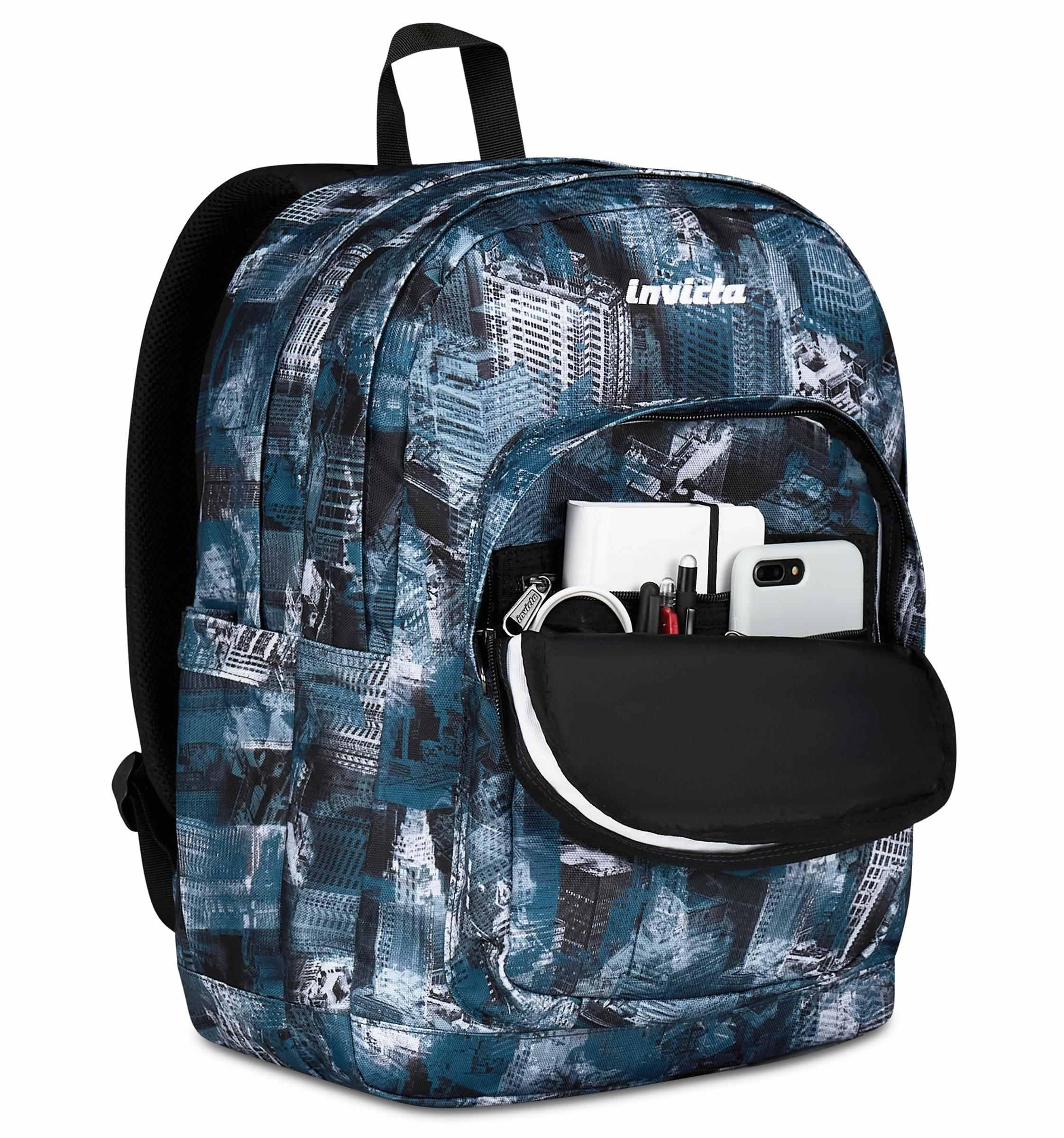 Invicta Zaino Scuola Jelek, Blu, Doppio Scomparto Con Tasca per PC e Tasca per Borraccia, 34 lt, Scuola Media e Superiore, Zaino Ragazzo