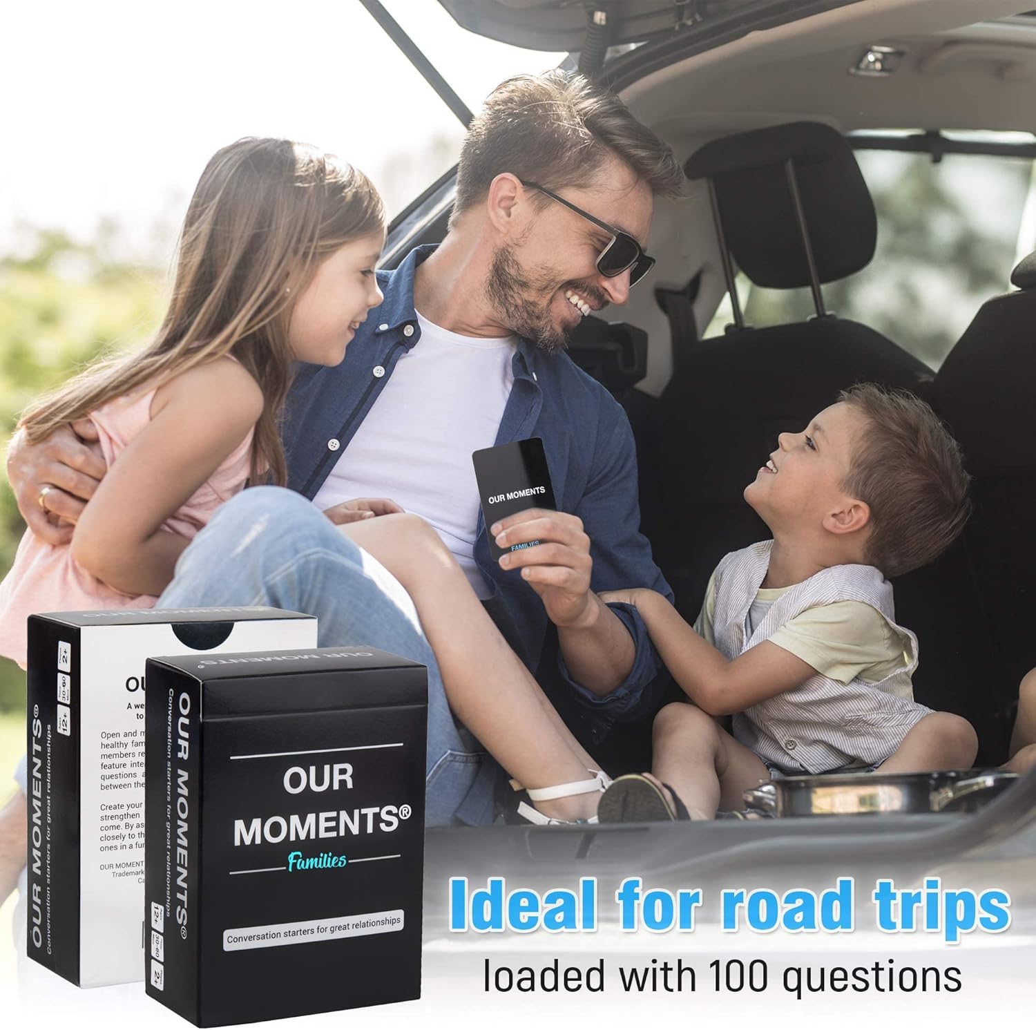 OUR MOMENTS Road-Trip Bundle: 300 Thought Provoking Conversation Starters for Couples, and for Meaningful Families Communication and Relationships Building - (3 Decks: Couples + Kids + Families)