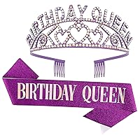 Vista 1 de Banda y Corona de Reina de Cumpleaños, Telas Plástico