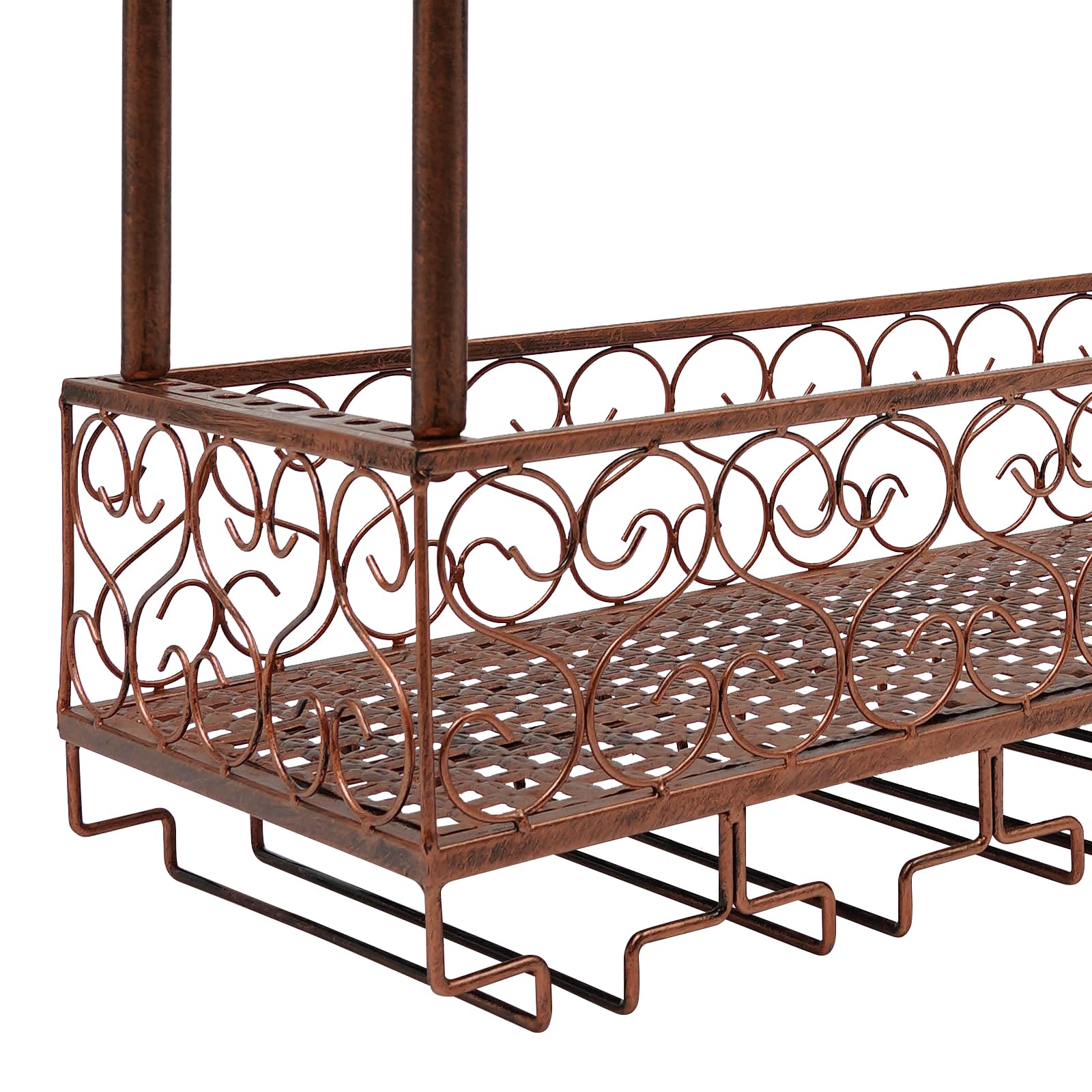 Estante de techo, estante para vino de montaje en techo, altura ajustable, 35-55 cm, soporte para copas de vino retro para habitaciones con una altura de 7,71 – 8,37 pies, cocinas, bares,