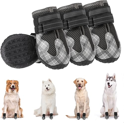 BEAUTYZOO Botas protectoras de patas para perros medianos y grandes, zapatos de malla transpirable para pavimento caliente, botines para perros con