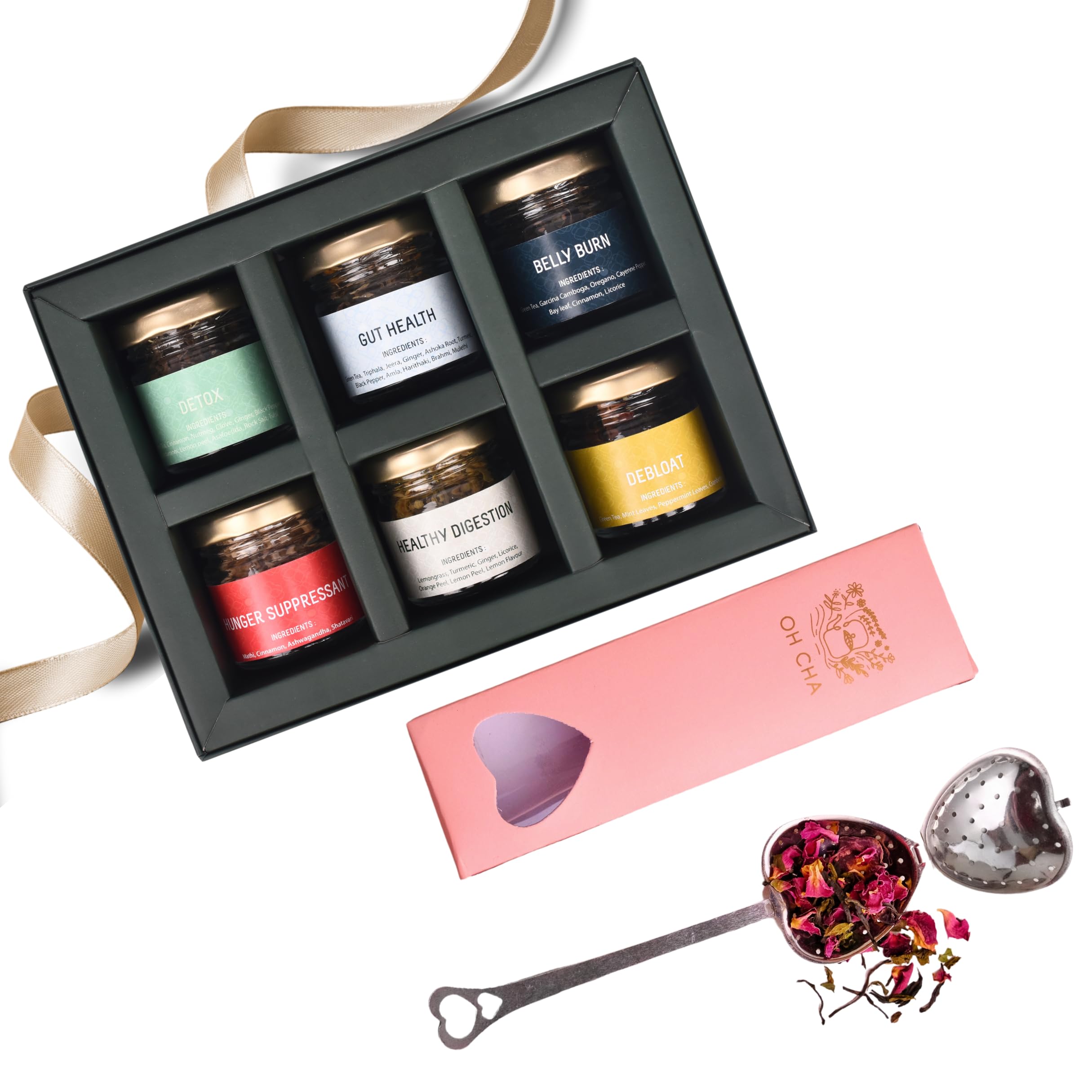 OH CHA - Weight Loss Tea Box with Tea Infuser | Tea Gift Set with 6 Flavors, Stainless Steel Tea Strainer | Green Tea for Weight Loss Gift Box | Tea Sampler Gift Pack | Wedding Gift | Anniversary Gift (B0D9H4FX72) Amazon Price History, Amazon Price Tracker