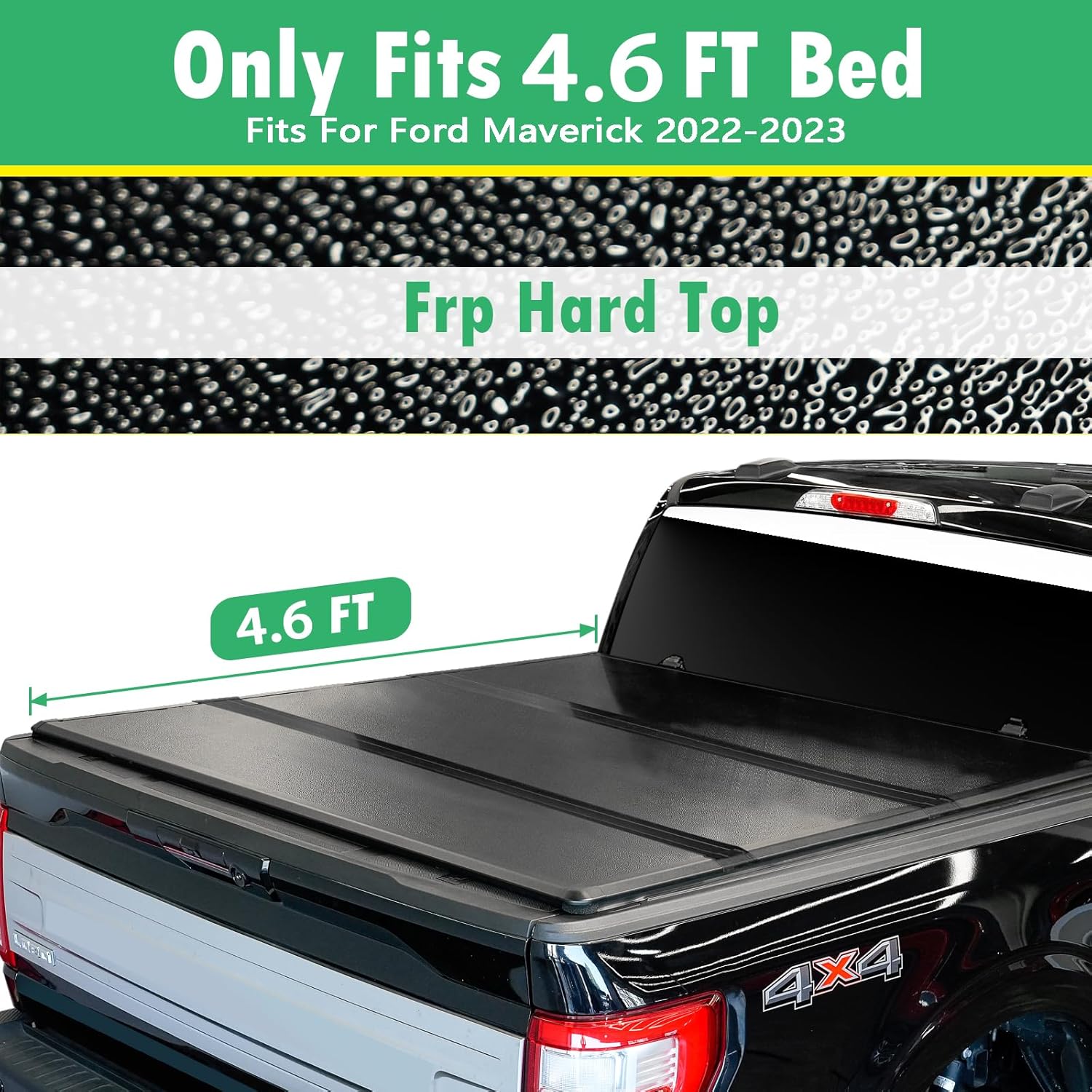 Hard Tri-Fold Truck Bed Tonneau Cover Compatible for 2022-2023 Ford Maverick 4.6 FT