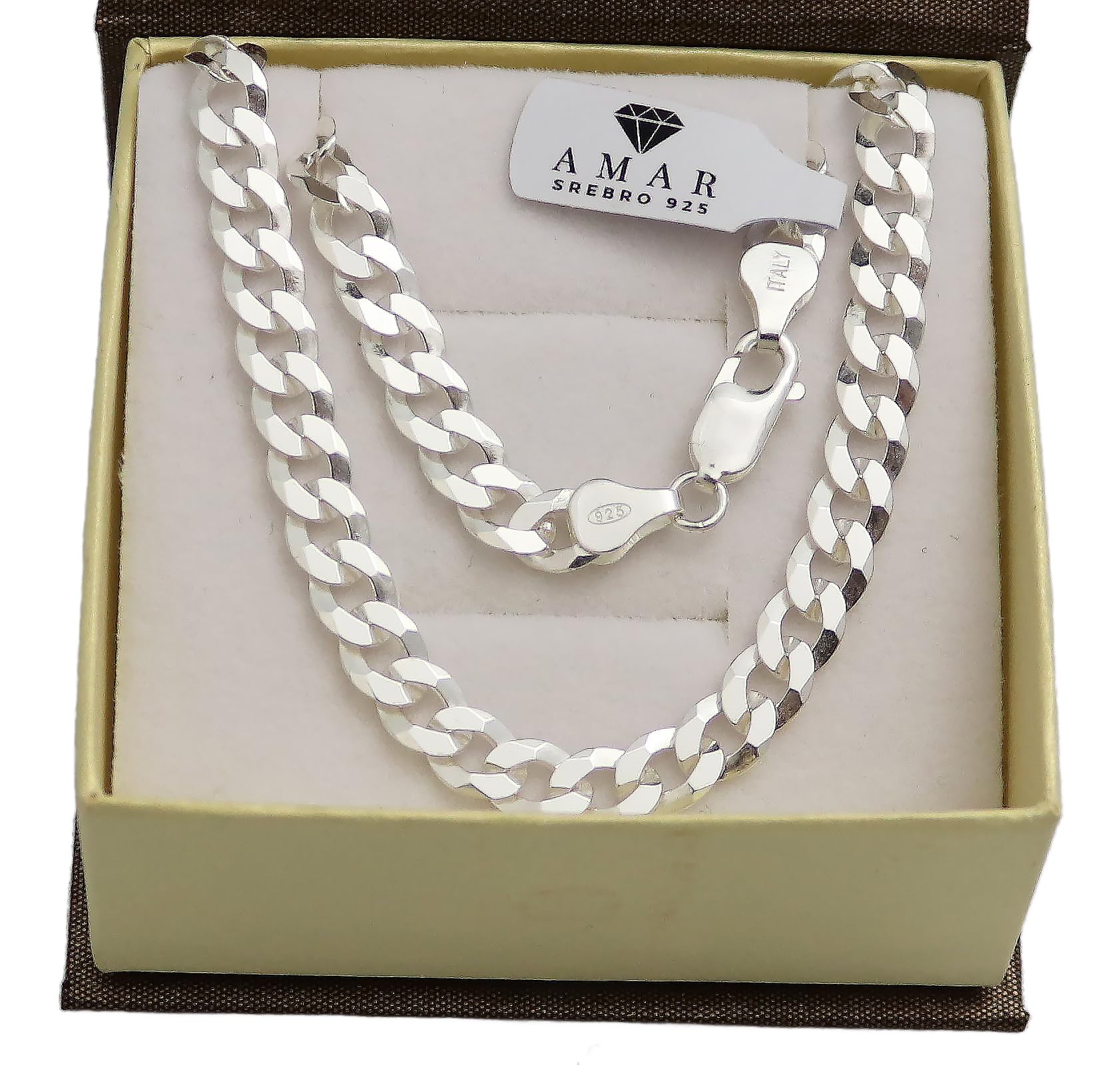 ketten für herren silber 925, 60 cm kette herren - halskette herren, panzerkette herren 925 silber, königskette- herren schmuck, italienische Qualität, Breite 6,5 mm