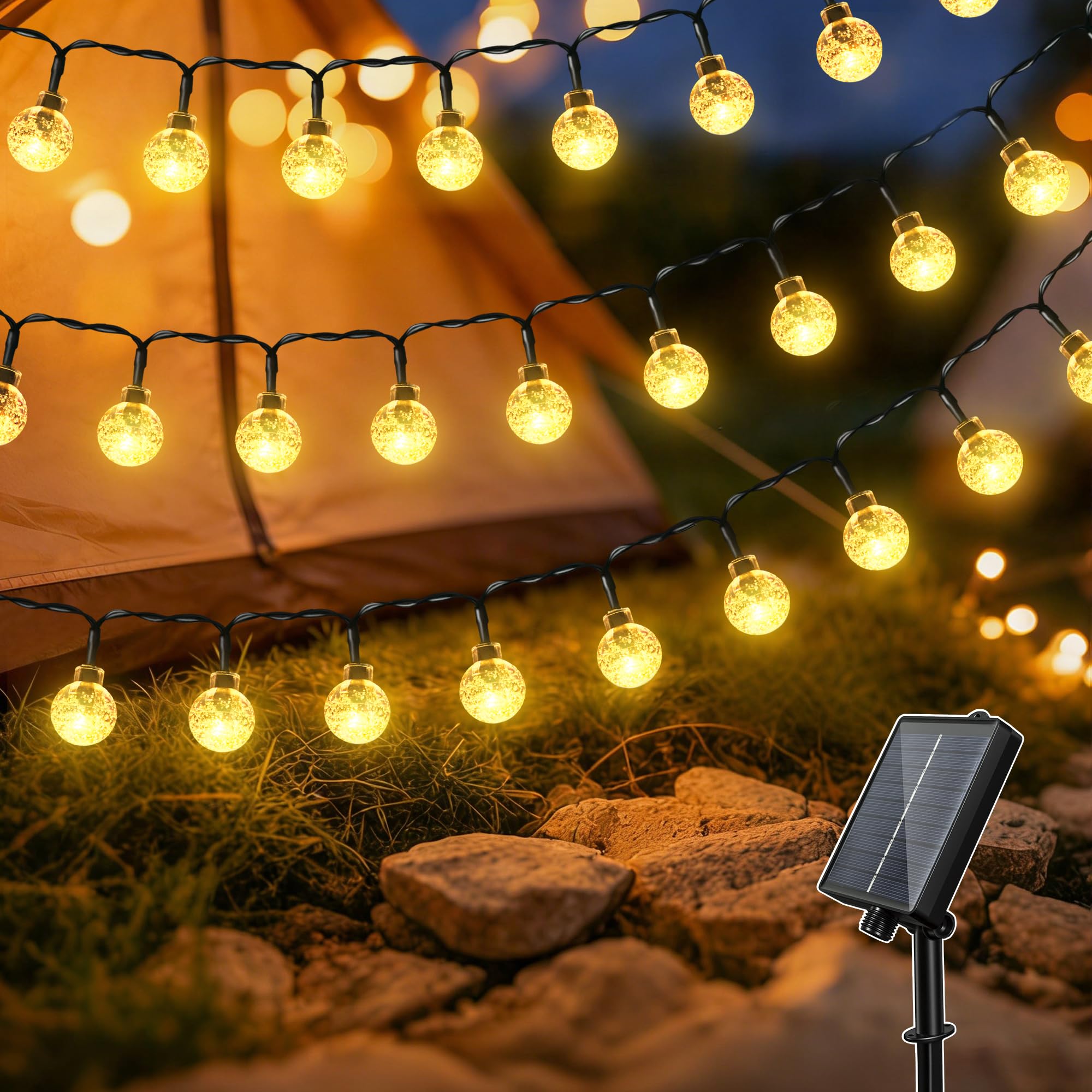 Hopexy Solar Lichterkette Aussen, 10m 100 LED Lichterkette Außen, IP65 Wetterfest, 8 Modi, Solarlichterkette für Outdoor, Balkon, Garten, Terrasse, Pavillon, Camping, Warmweiß