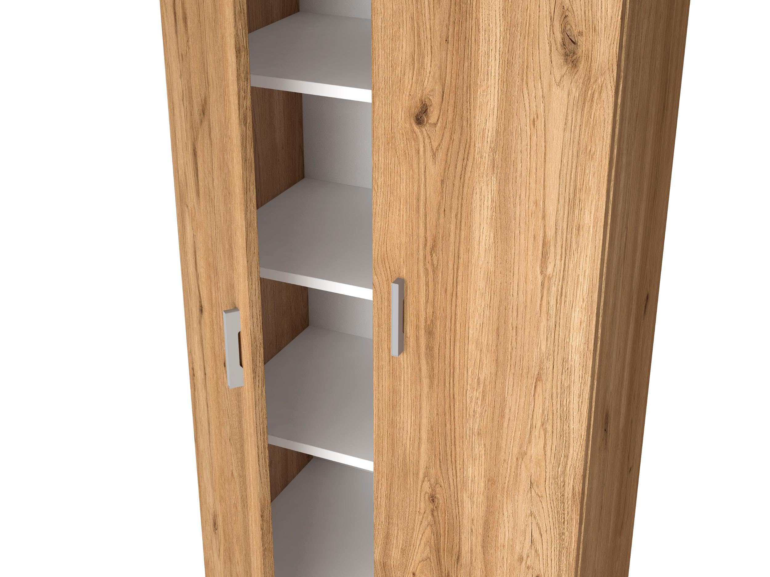 Skraut Home Armario Zapatero Alto 2 Puertas 6 Estantes Color Roble Mueble Auxiliar Pasillo Habitación 171x60x35 Cm