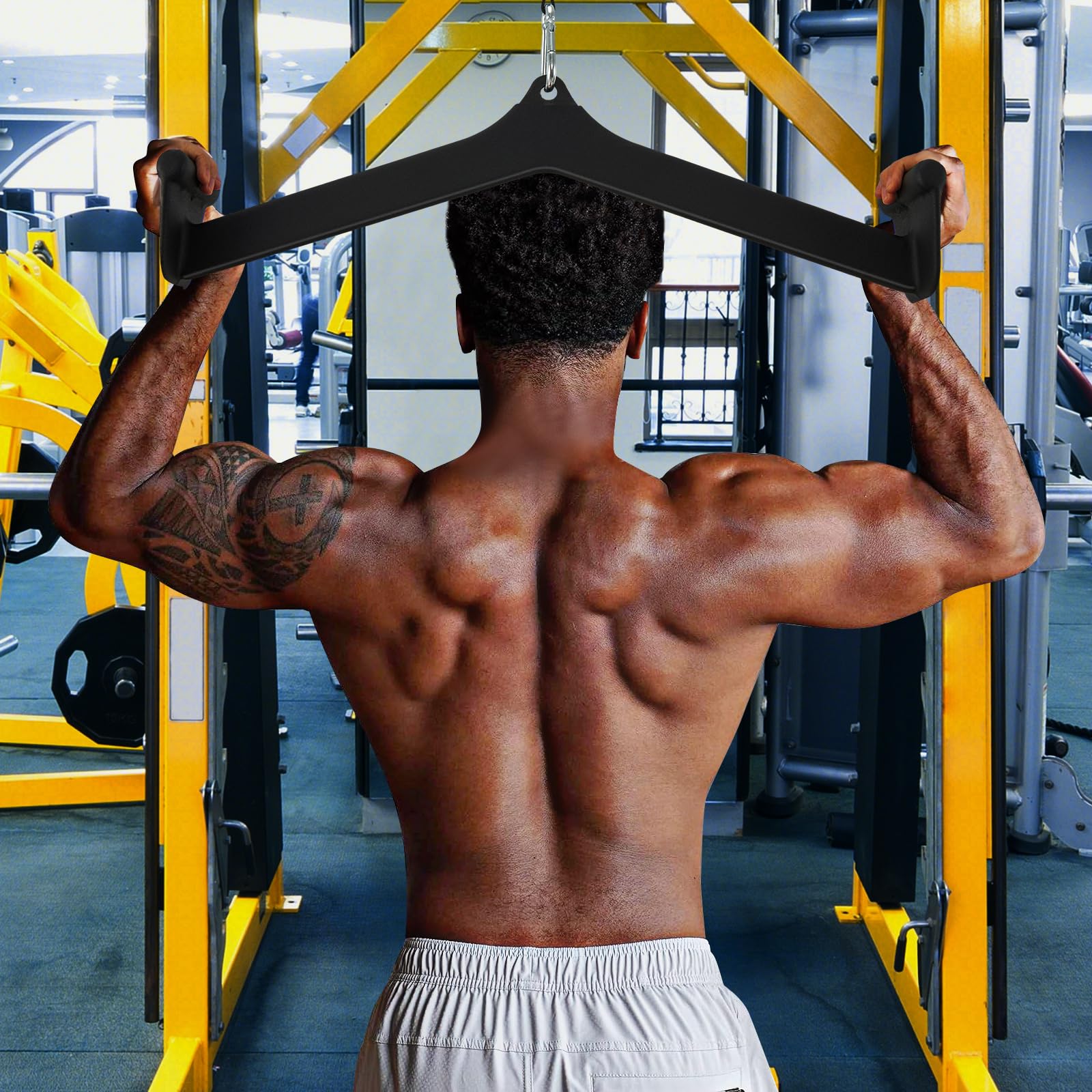 COSTWAY Barra LAT Pulldown, Attacchi T-Bar V-Bar per Cavi per Fitness Palestra Domestica, Impugnature per Maniglie per Allenamento della Forza Schiena Bicipiti Tricipiti