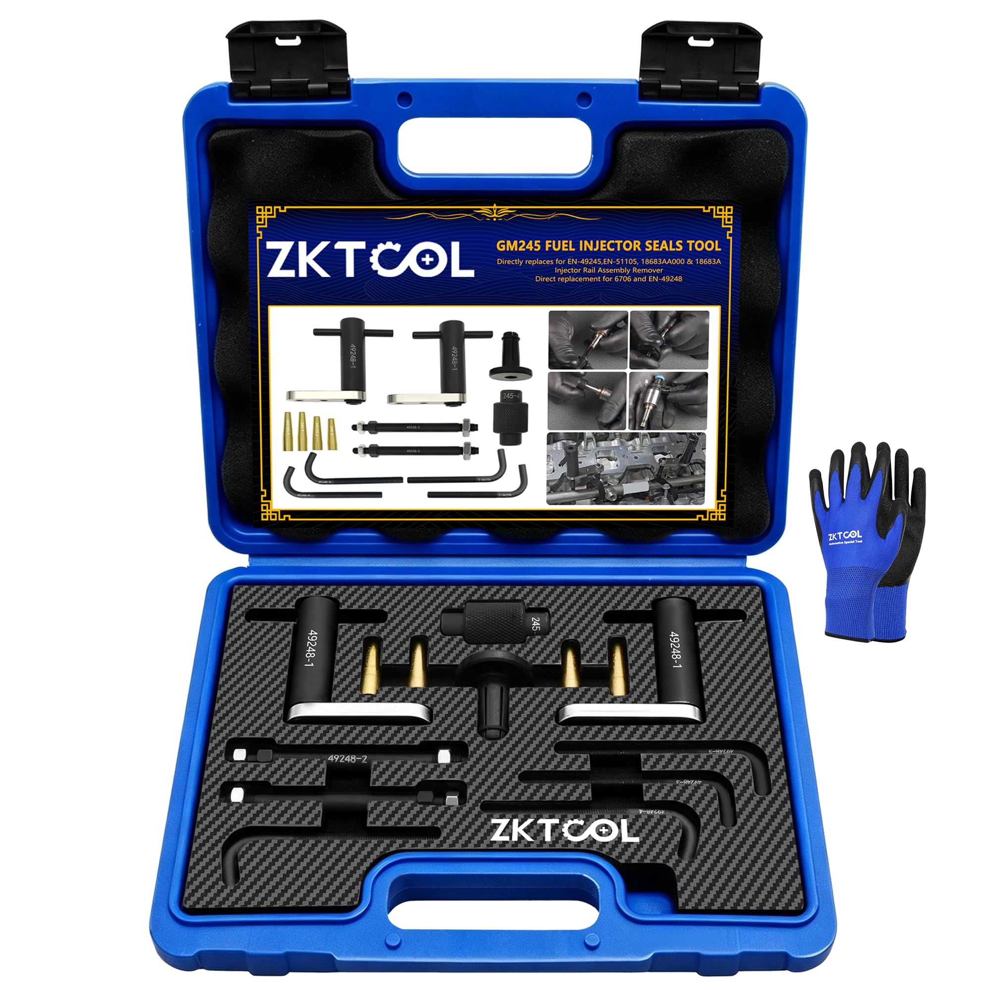 ZKTOOL GM245 Fuel Injector Rail Assembly Remover Tool Kit &amp; Seal Installer
