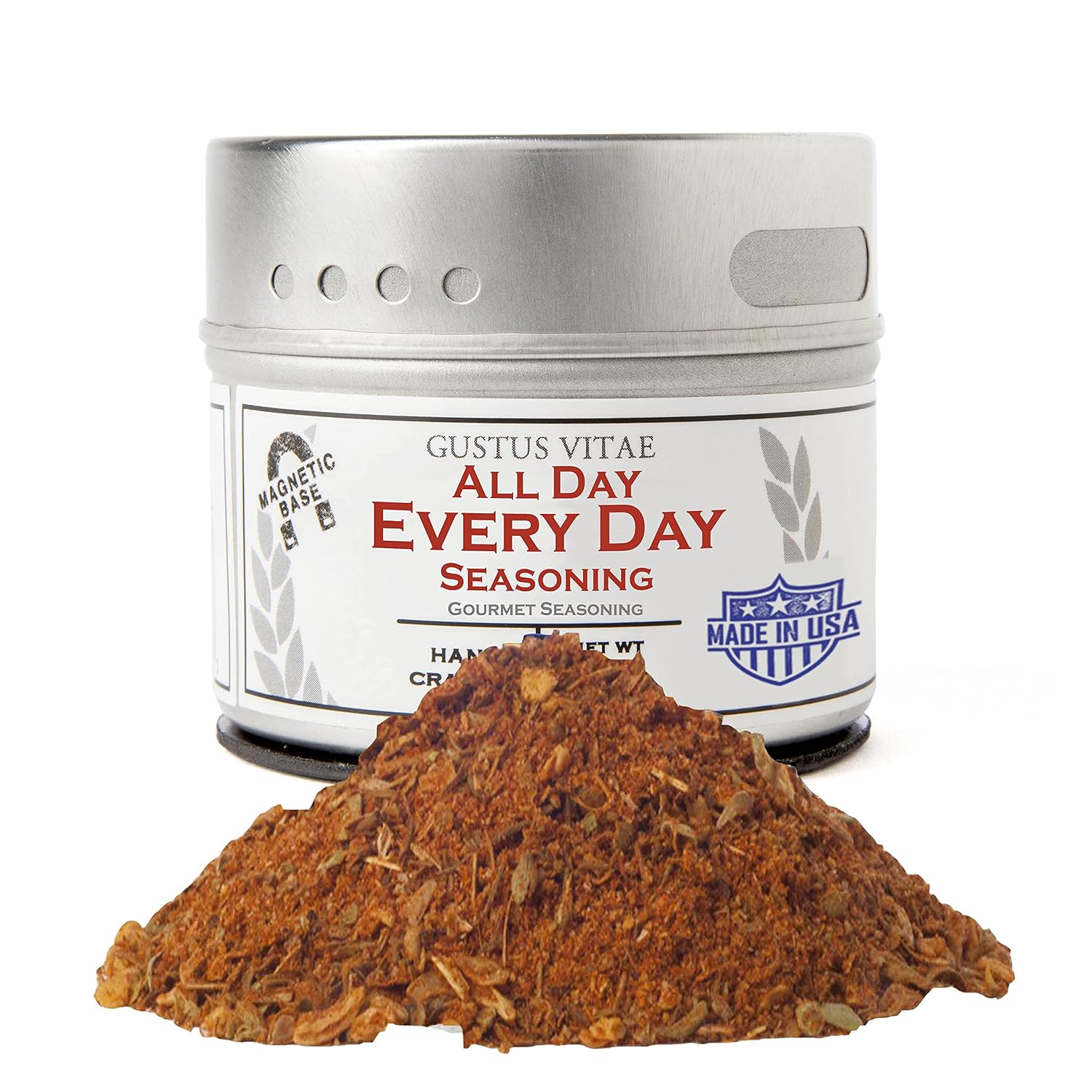 All Day Every Day Seasoning - Authentic Artisanal Gourmet Spice Mix - 1.9 oz - Magnetic Tin - Small Batch - Non GMO - Gustus Vitae