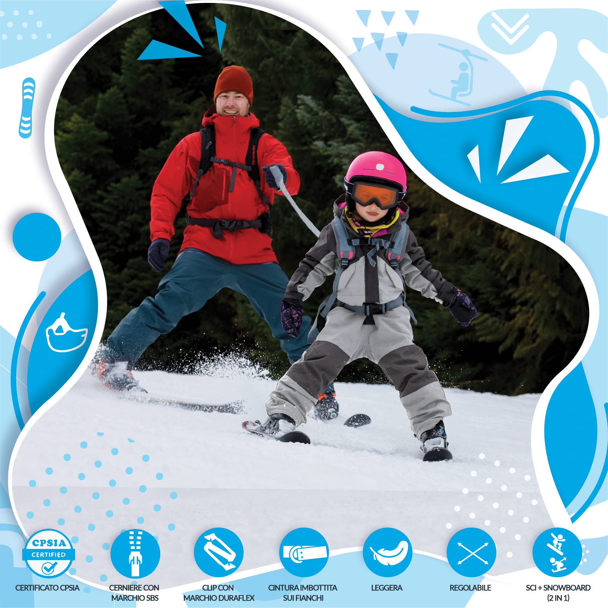 Imbracatura Per Sci E Snowboard Bambini - Guinzaglio Da Allenamento Con Bussola - Sicura E Regolabile