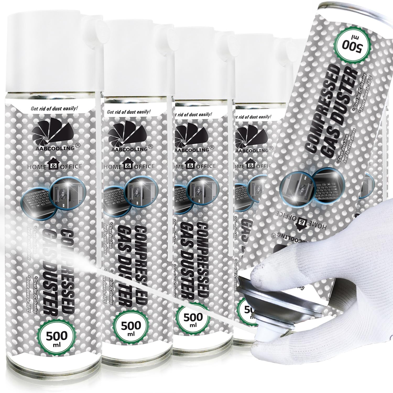 AABCOOLING Bombe Froid, Sprays nettoyants pour moteur Home&Office Gas Duster 500ml - 6 Pièces - Préparation pour le Nettoyage et la Congélation, Bombe air froid Freeze, Bombe de Froid, Auto et Moto