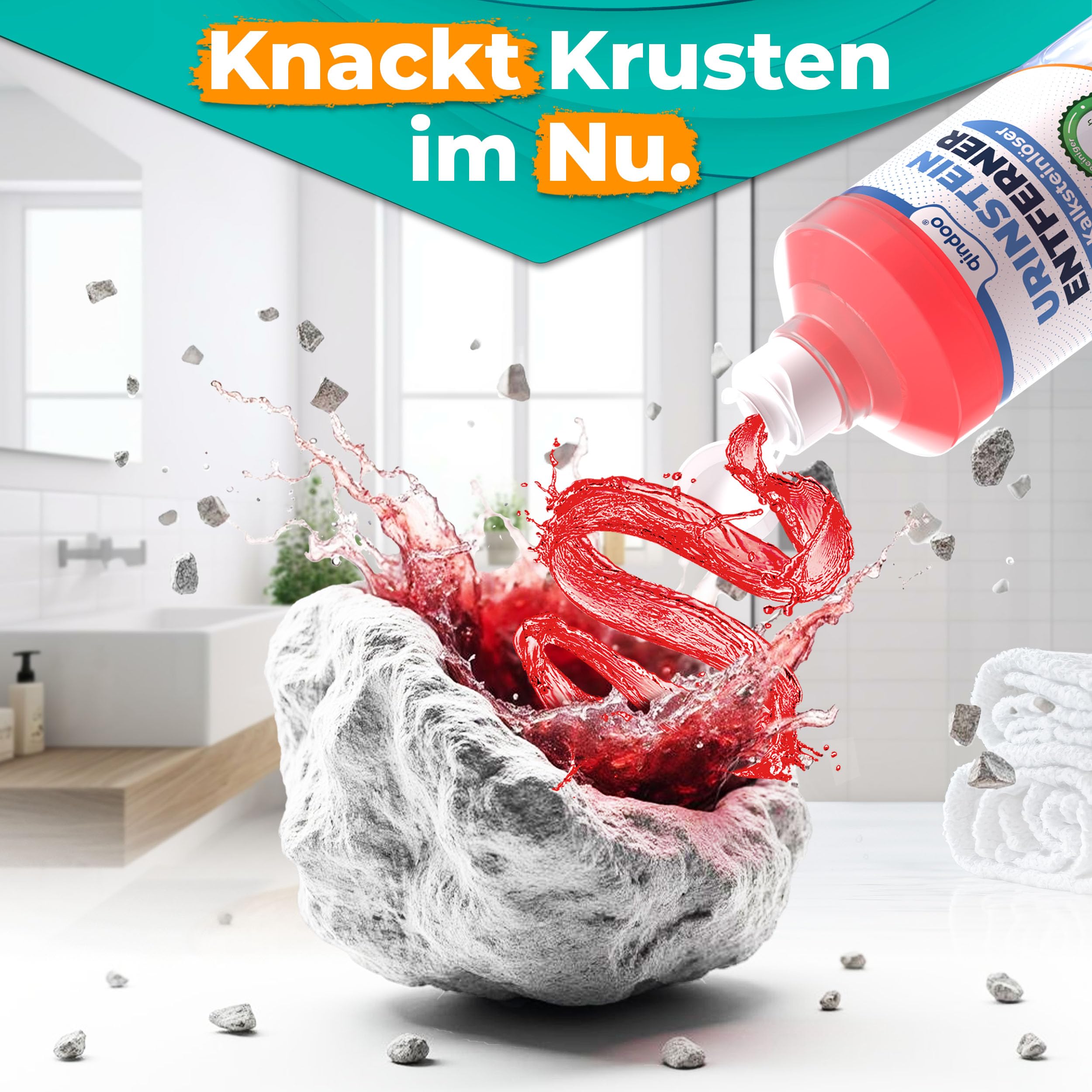 Urinsteinentferner Extra Stark, Profi Kalkentferner, Urinstein-Löser kraftvoller Krustenknacker für WC, Urinal und Bad (5 Liter + Hahn)