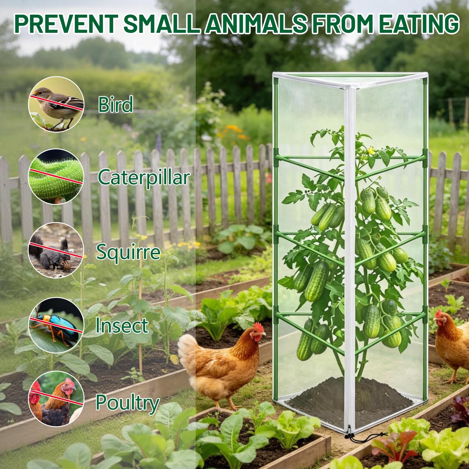 Pflanzenschutznetz für Tomaten & Pflanzen Vogelsicher 150 x 46 cm mit Reißverschluss & Zugband Garten Pflanzenschutz 2 Stück