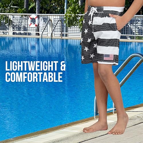 Miniatura 2 de North 15 Traje de baño para niños, traje de baño con bandera de Estados Unidos, traje de baño de playa de secado rápido, traje de baño para