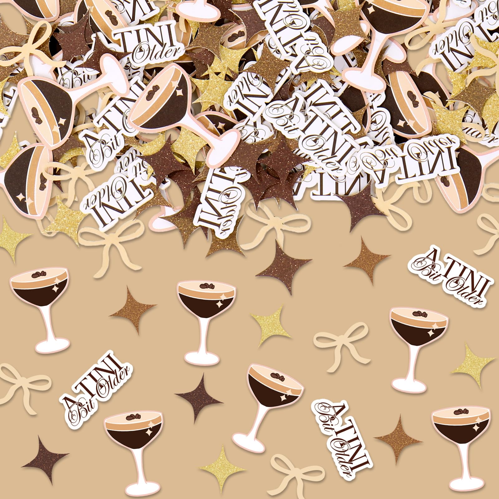 Whaline 300 Stück Espresso-Martini-Tischkonfetti, ein Tini-Bit, ältere Konfetti-Tischaufsätze für Geburtstag, Junggesellinnenabschied, Brautparty, Party-Dekoration