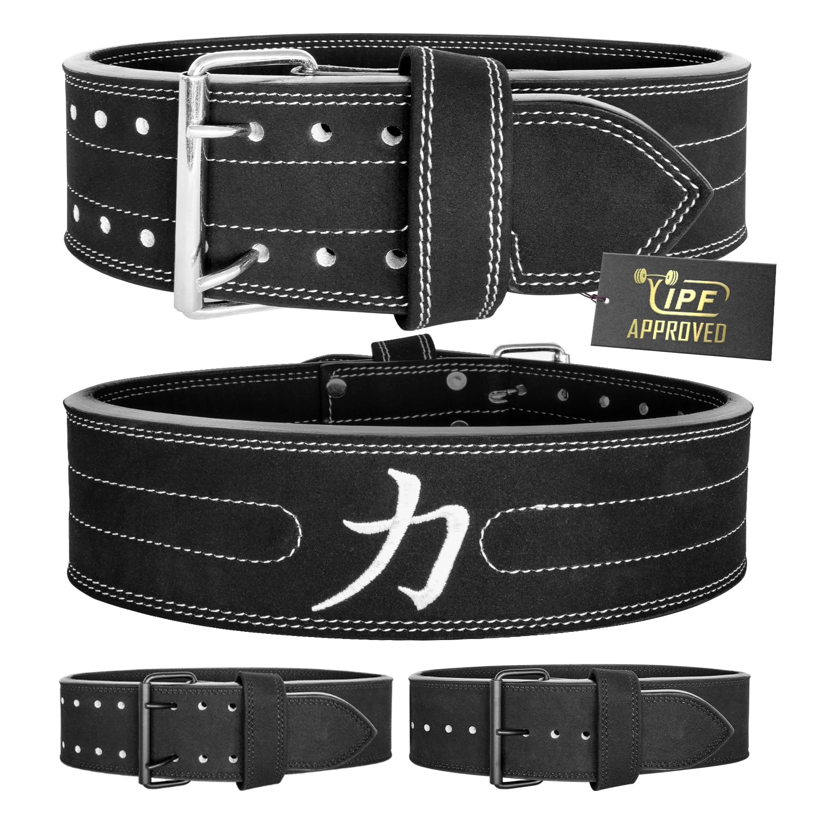 Strength Shop Cintura powerlifting pesi da 13 mm con chiusura a fibbia, Certificado IPF, cintura palestra uomo e donna, robusta e durevole, cintura pesi palestra per stabilizza il core e colonna