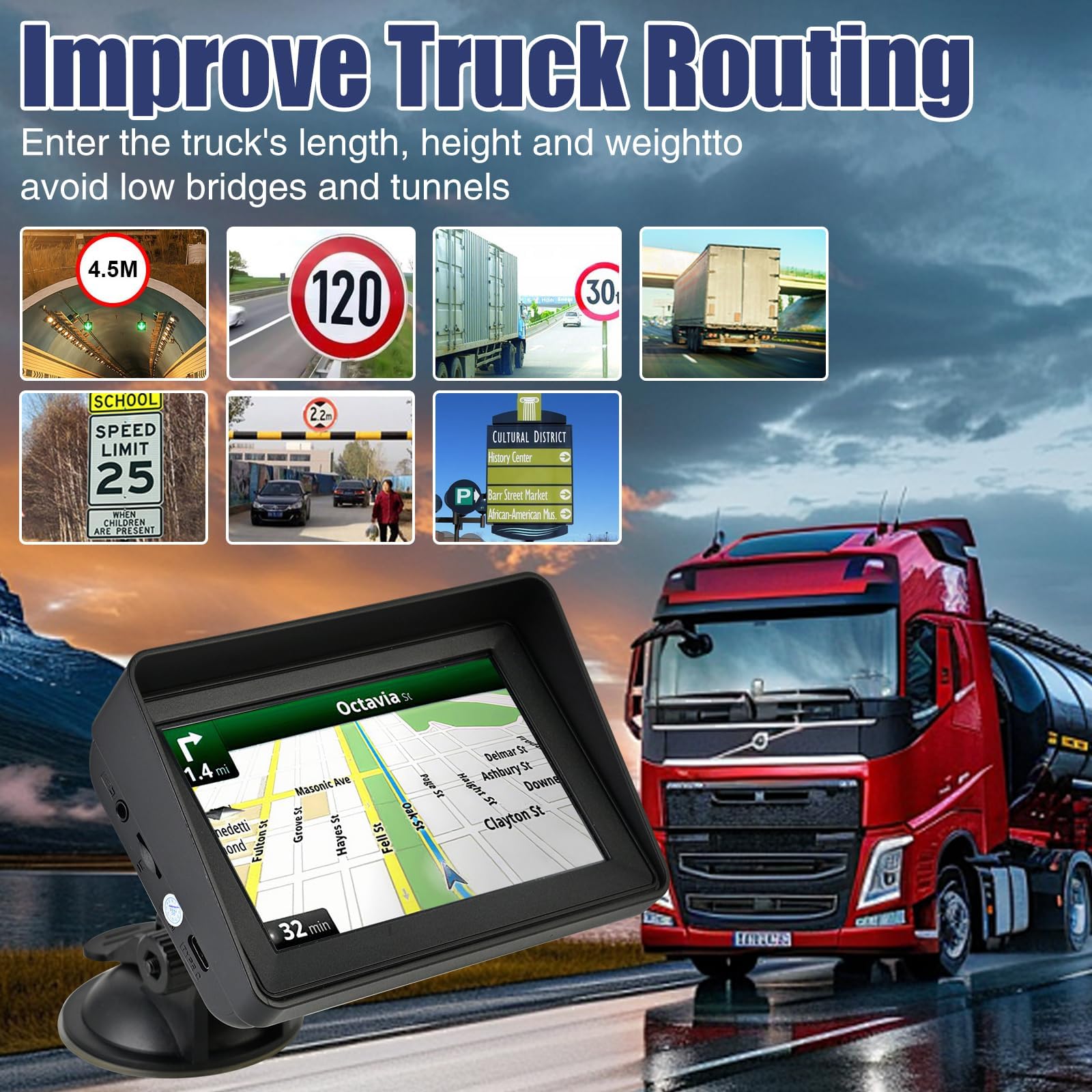 5 Inch Sat Nav for Car Truck HGV Lorry, 2025 UK & Europe Maps GPS Navigation with Lifetime Free Updates, HD Touchscreen, Speed Camera Alerts, Postcode Search, Voice Guidance, POIs - 3