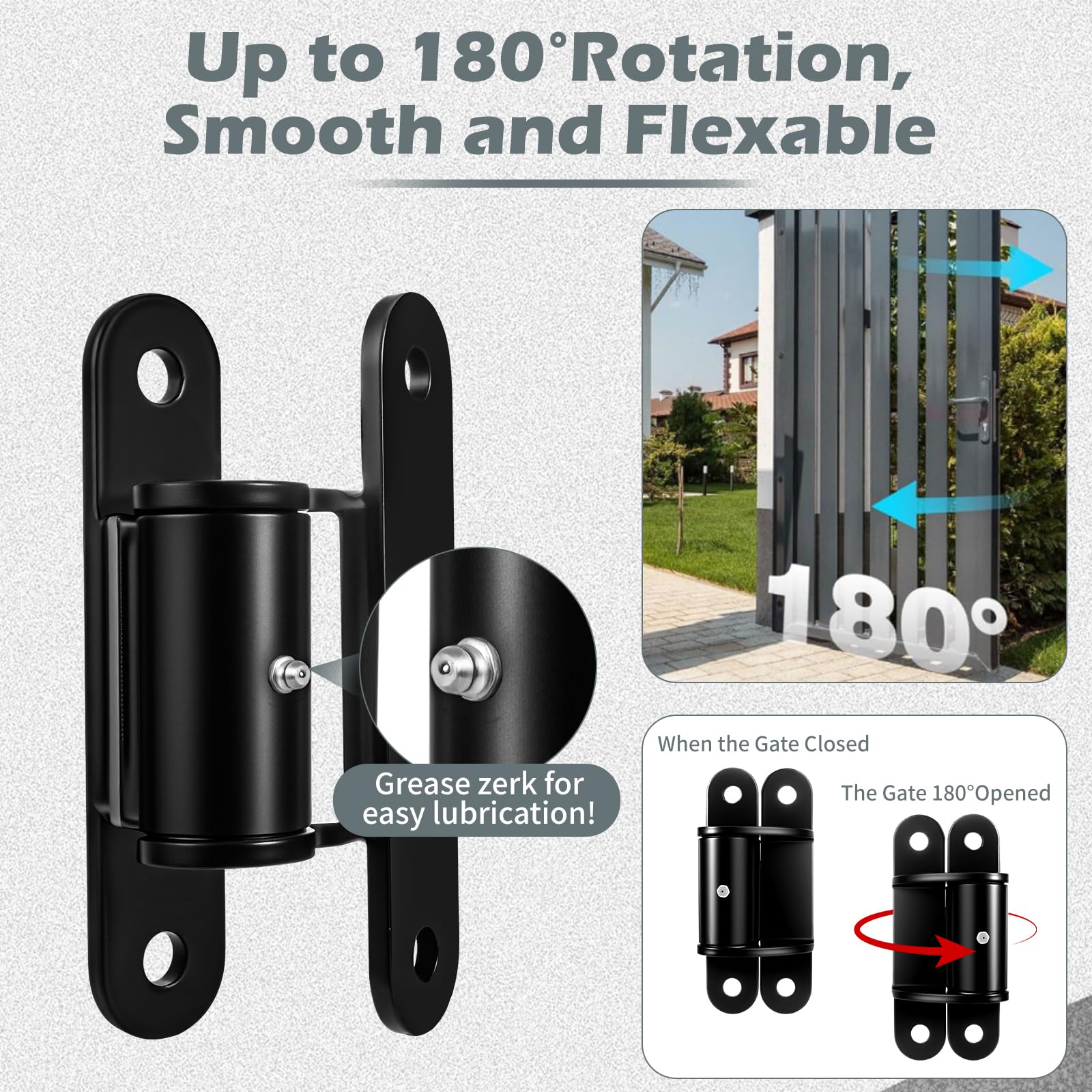 Bisagras de puerta resistentes de 7 pulgadas con rodamientos de rodillos, capacidad de 1100 libras, lubricables, atornilladas o soldadas para puertas de entrada, granja y seguridad (metal