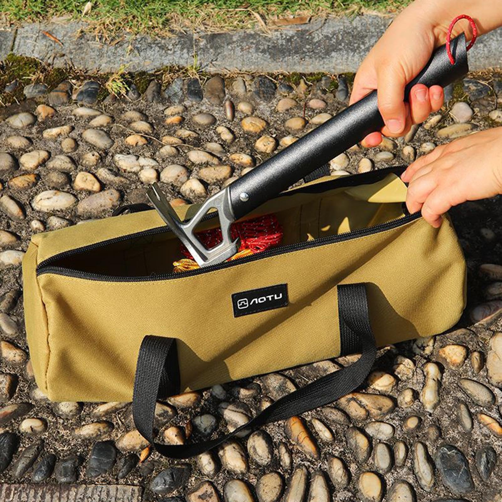 Kit Sardines Tente Pochette Portable pour Outils, Piquets De Tente, Clous