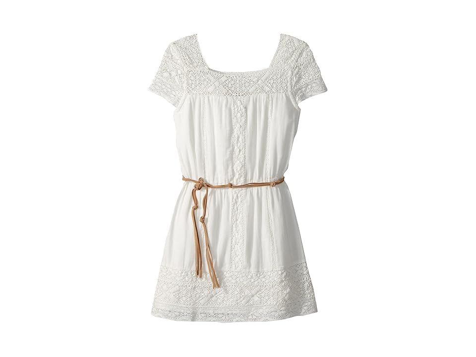 

Ella Moss Girl Crochet Dress with Faux-Leather Belt (Big Kids) (Full Sail) Girl's Dress