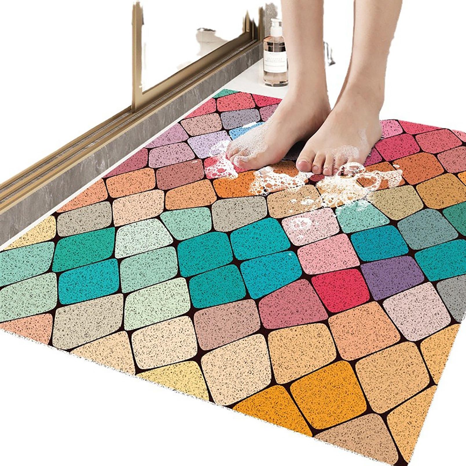 Tappetino doccia antiscivolo 40 x 60 cm in PVC morbido e confortevole con fori di drenaggio molto permeabile all'acqua adatto per ambienti bagnati