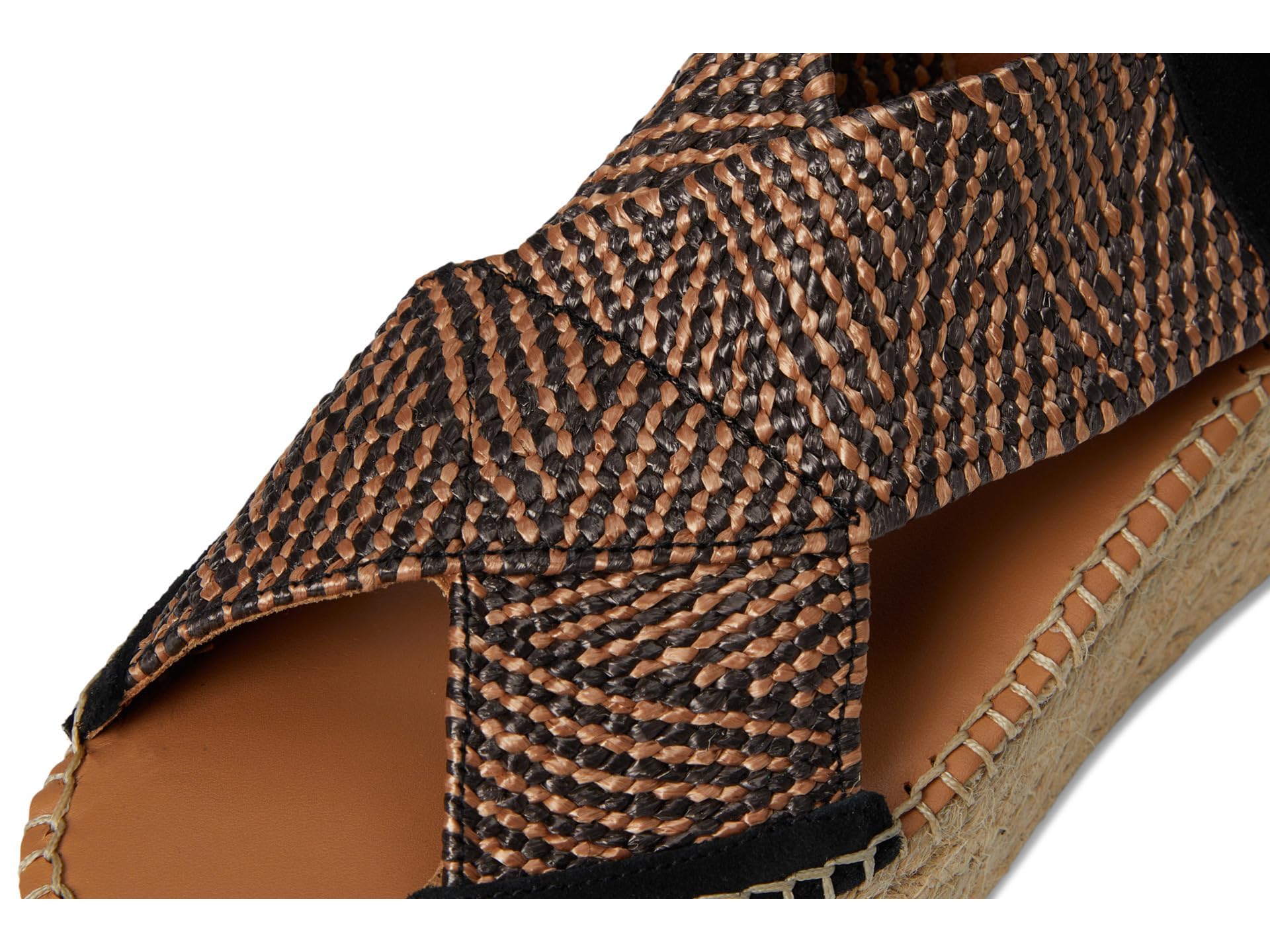 TONI PONS - Sandalia de piel con tiras,cuña de esparto,plataforma,suela de goma,planta de gel, para: Mujer color: NEGRO talla:36