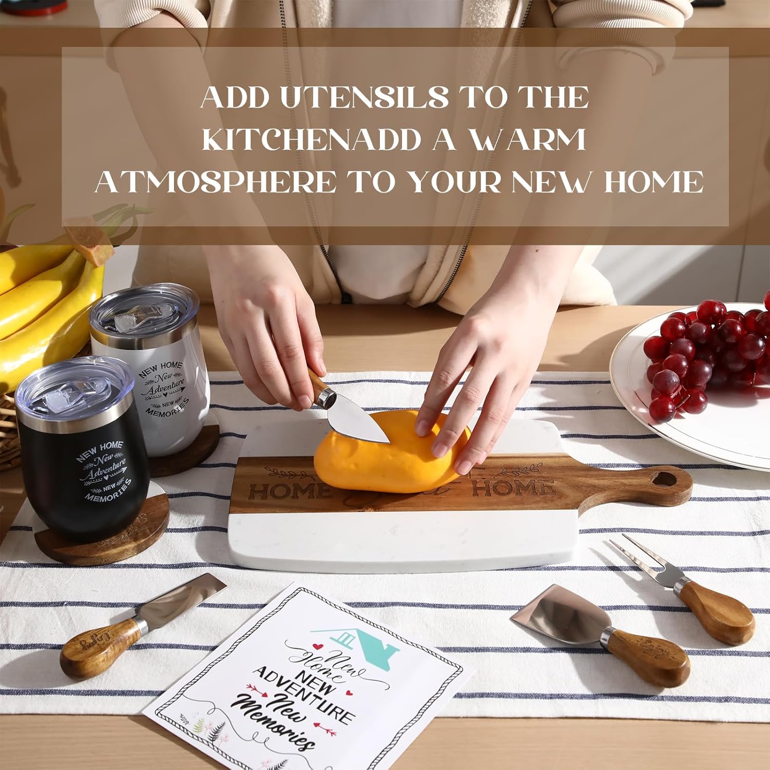 Patelai 13 Pcs Housewarming Gifts New Home - Housewarming Gift Set for Couple, Warming New Home Basket Idea Gift for Women Men Real Estate Agency Closing