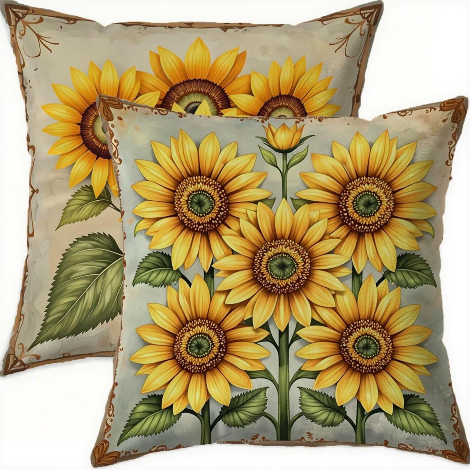 Housse coussin 75x75cm tournesol velours taie oreiller double face canape